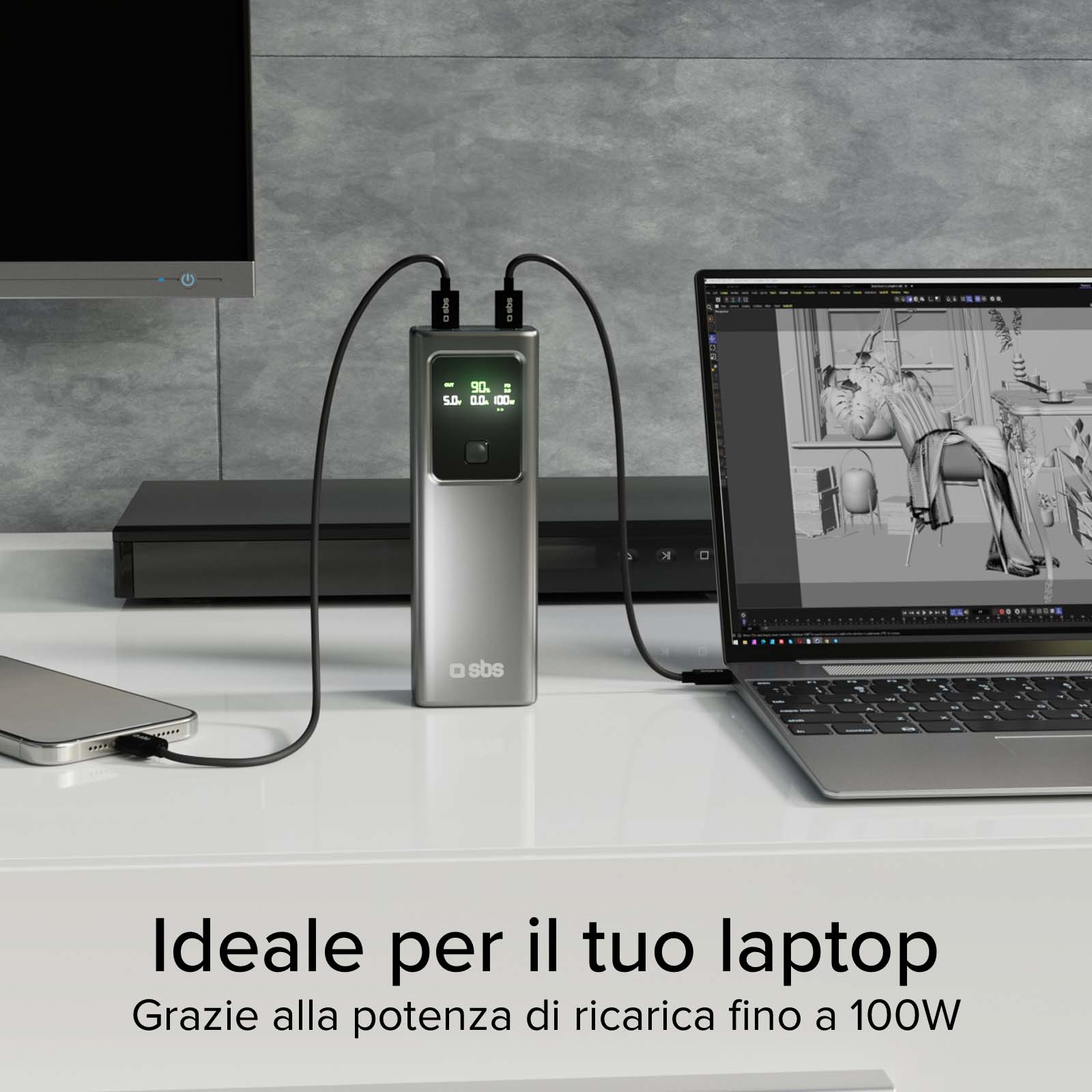 Power bank LCD 20.000 con PD 100W