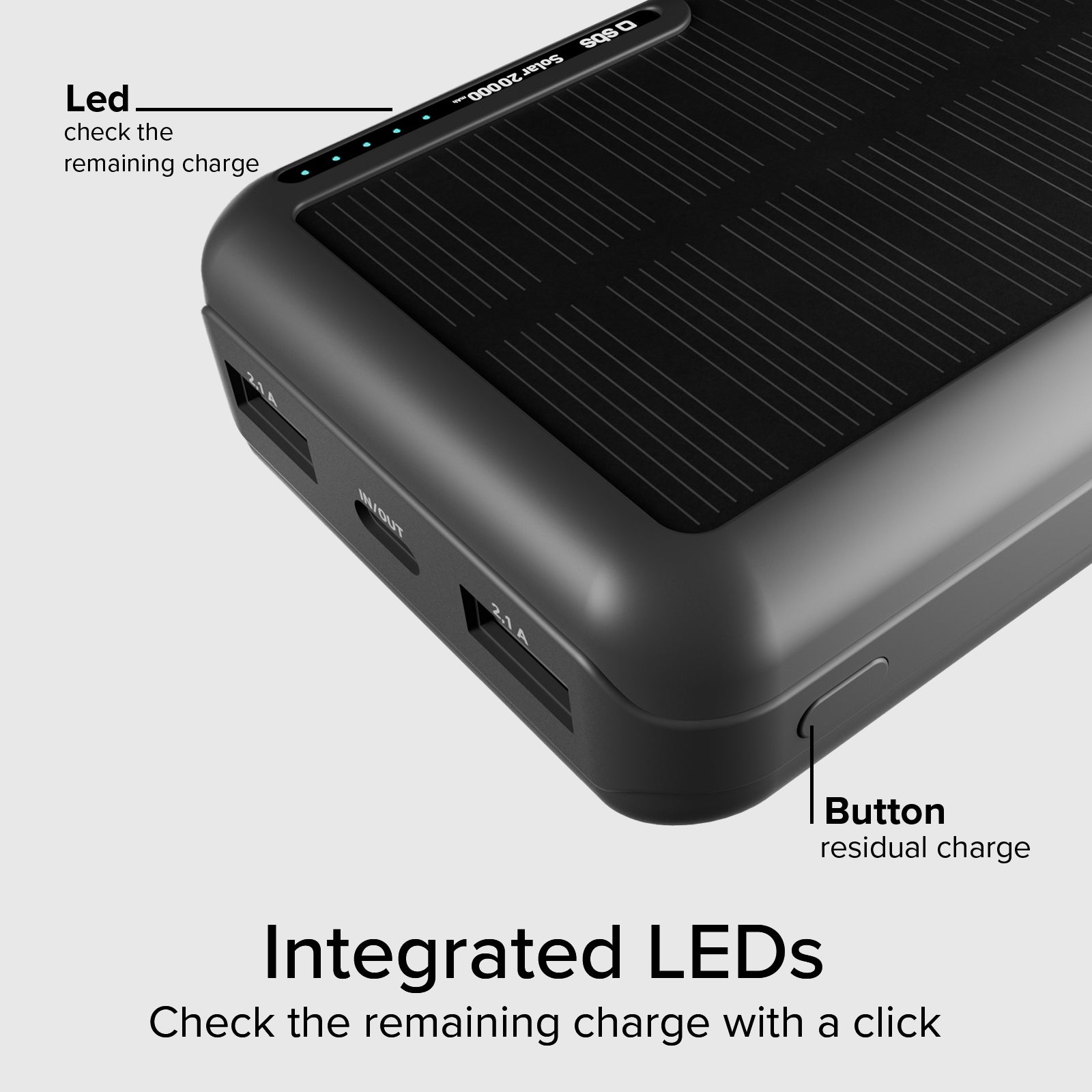 Batterie externe solaire de 20.000 mAh