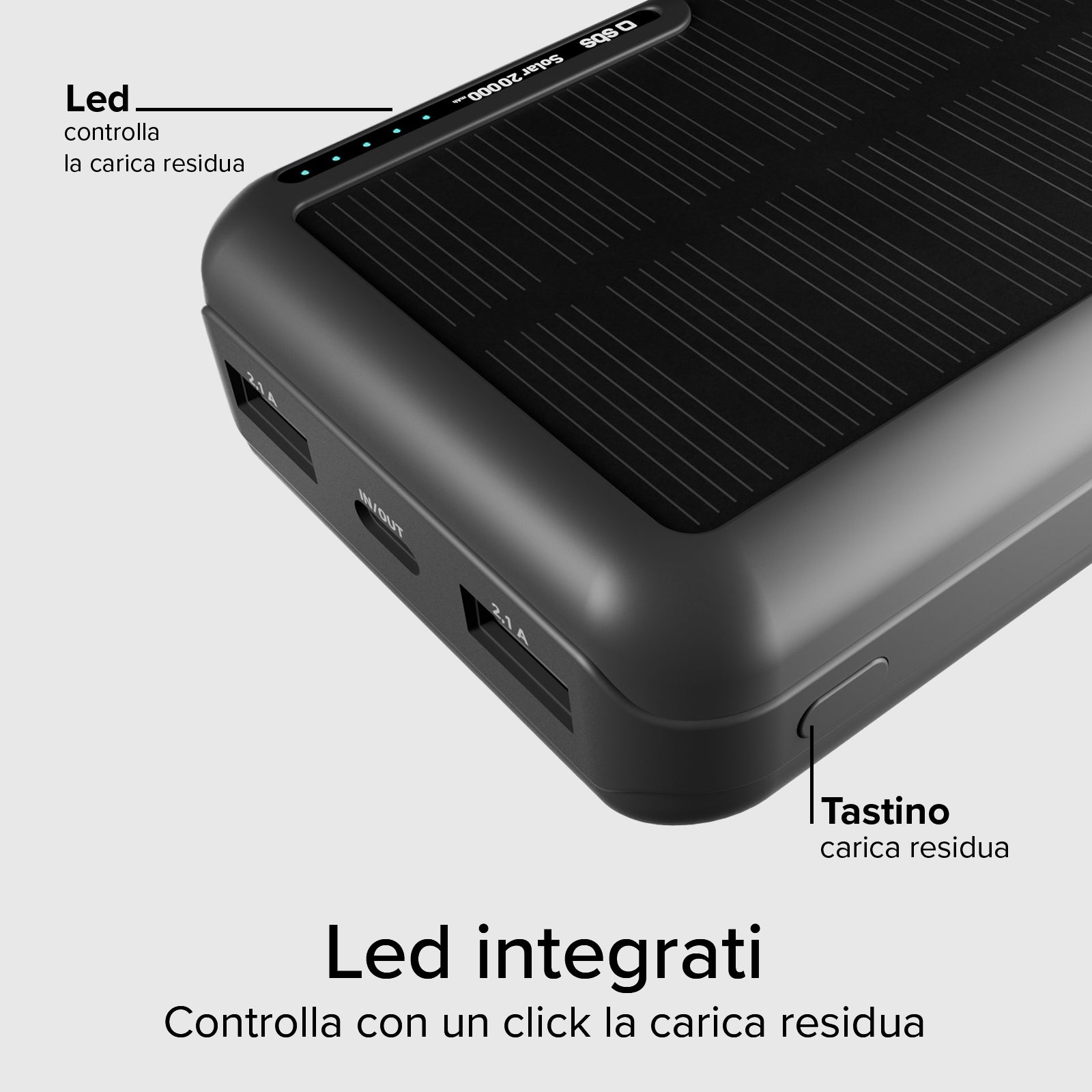 Batterie externe solaire de 20.000 mAh