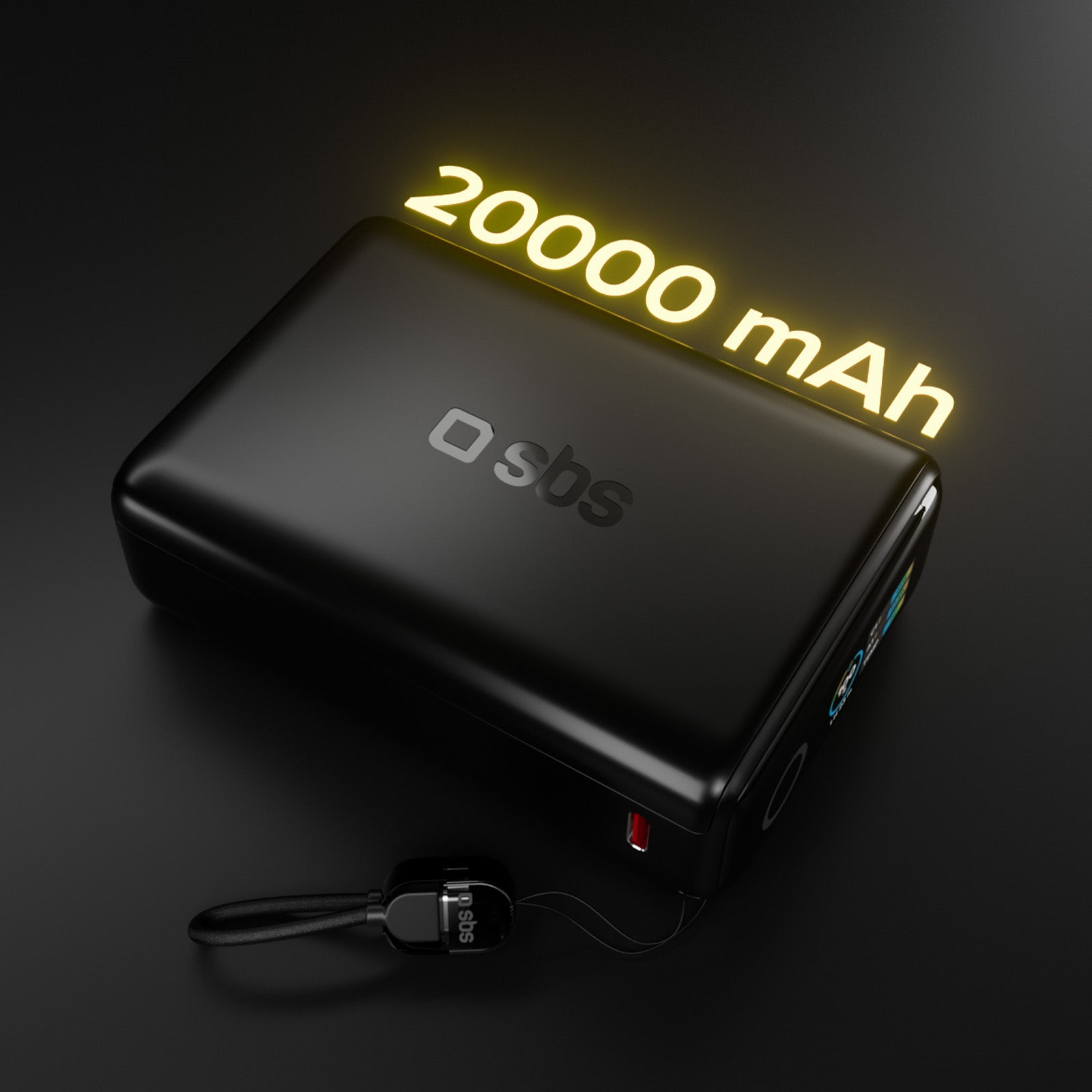 Power Bank 20000mAh con cable incluido y pantalla LCD