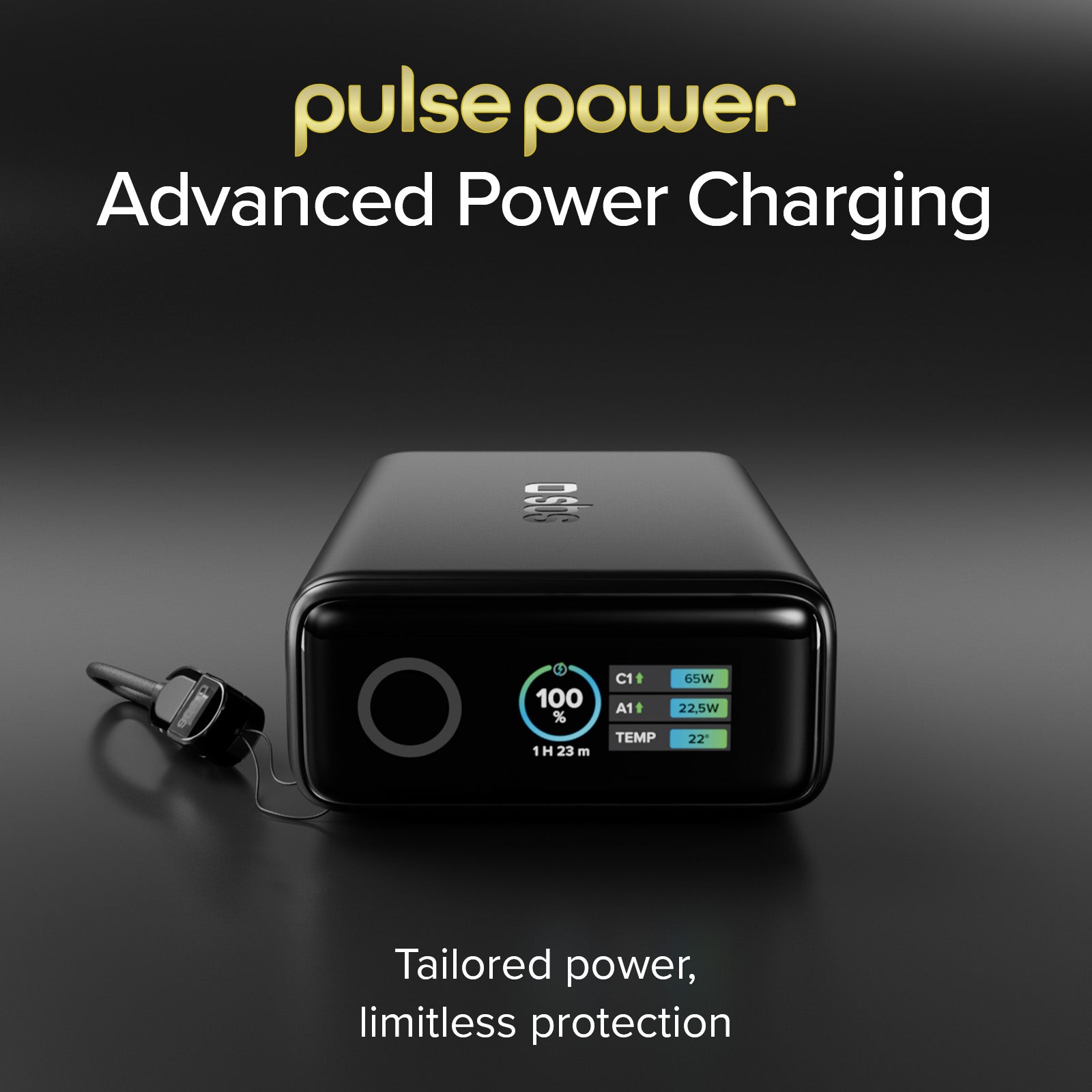 Power Bank 20000mAh con cable incluido y pantalla LCD