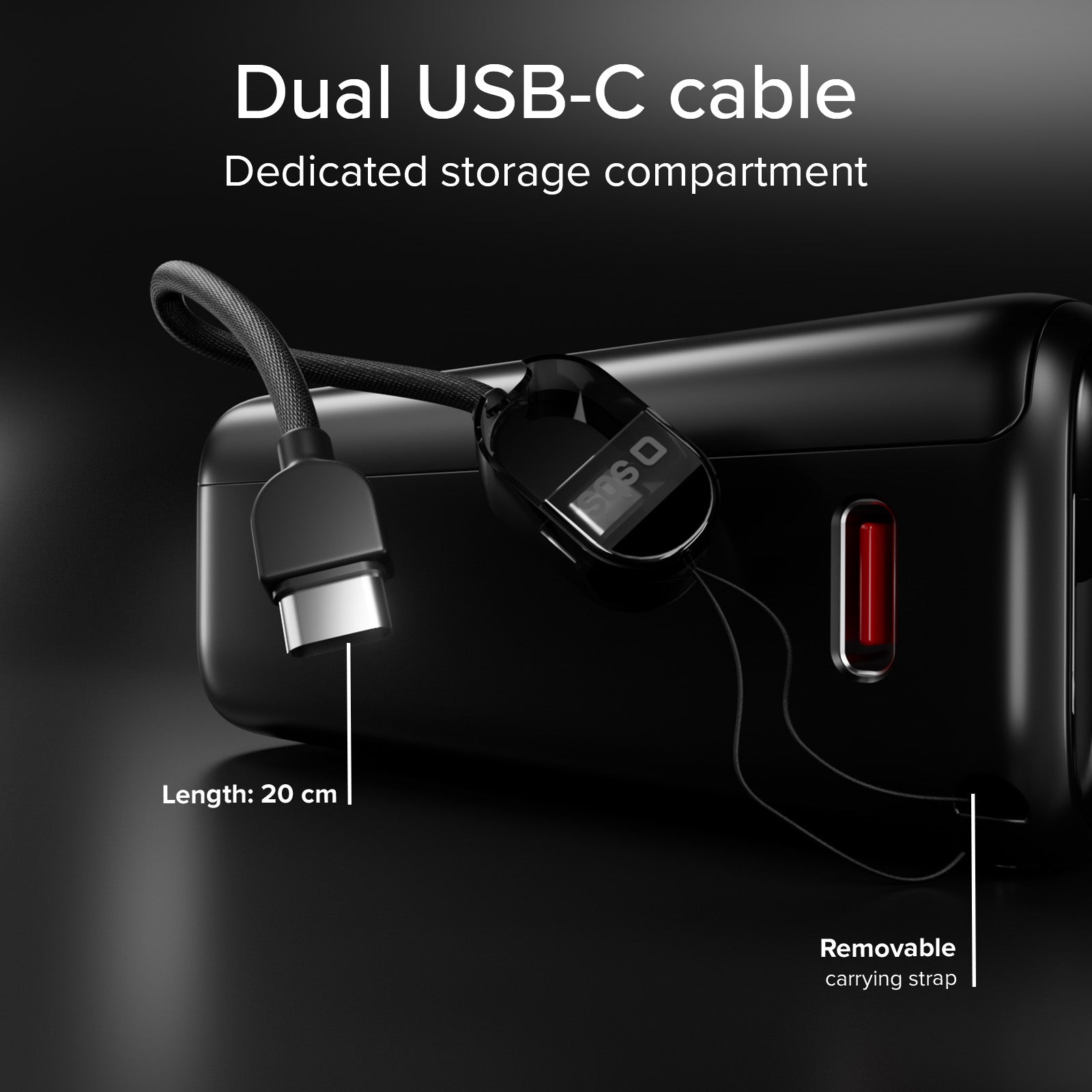 Power Bank 20000mAh con cable incluido y pantalla LCD