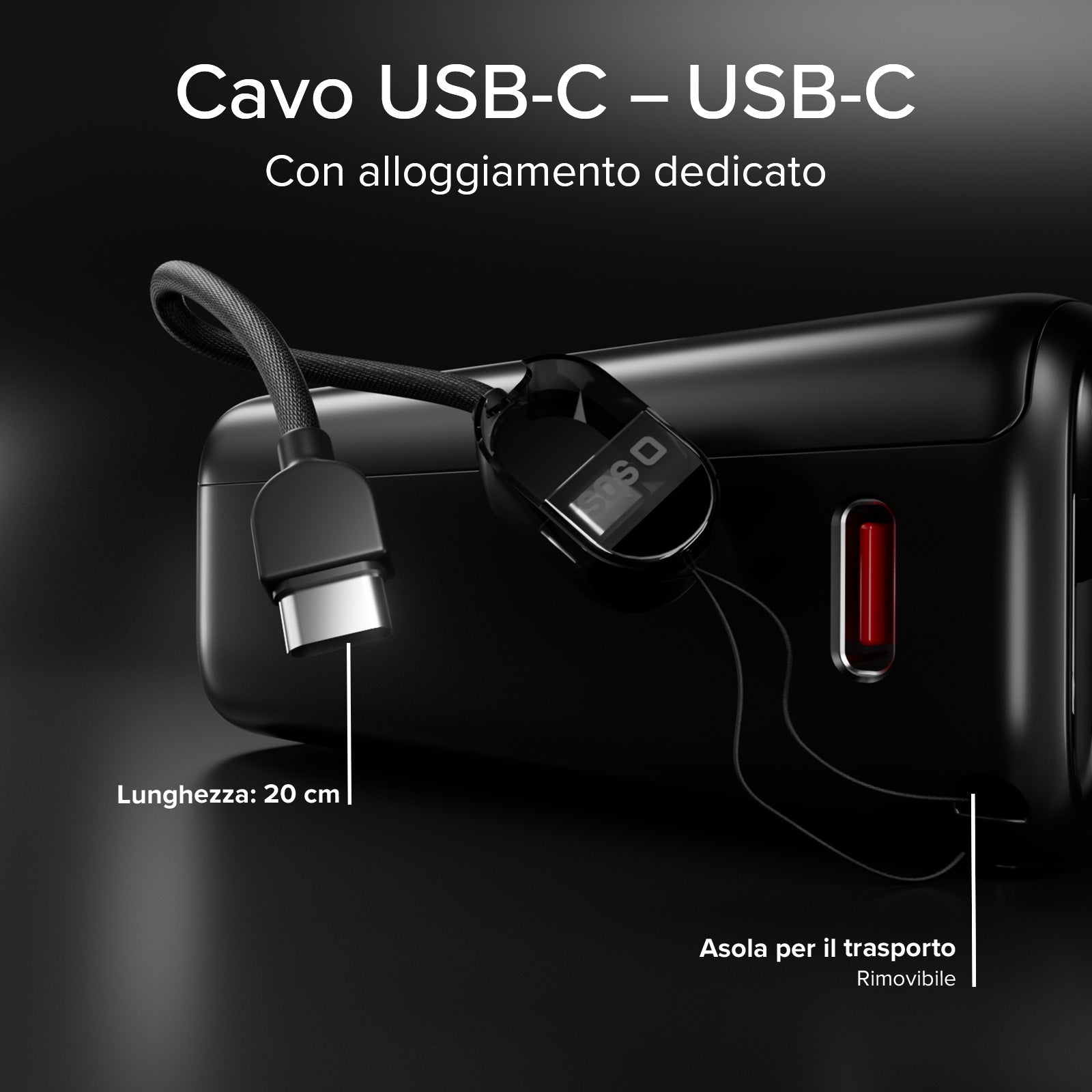 Power Bank 20000mAh con cable incluido y pantalla LCD