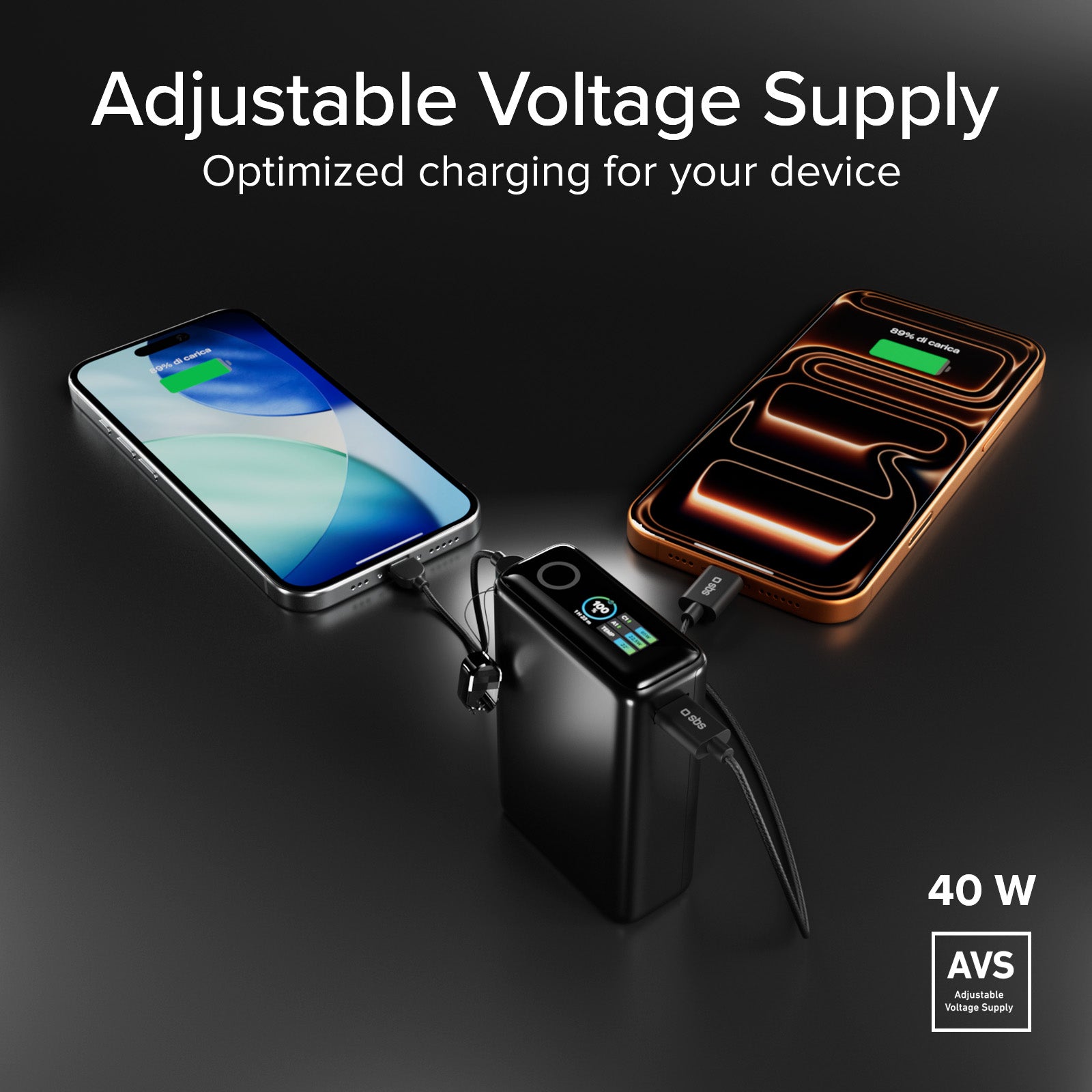 Power Bank 20000mAh con cable incluido y pantalla LCD
