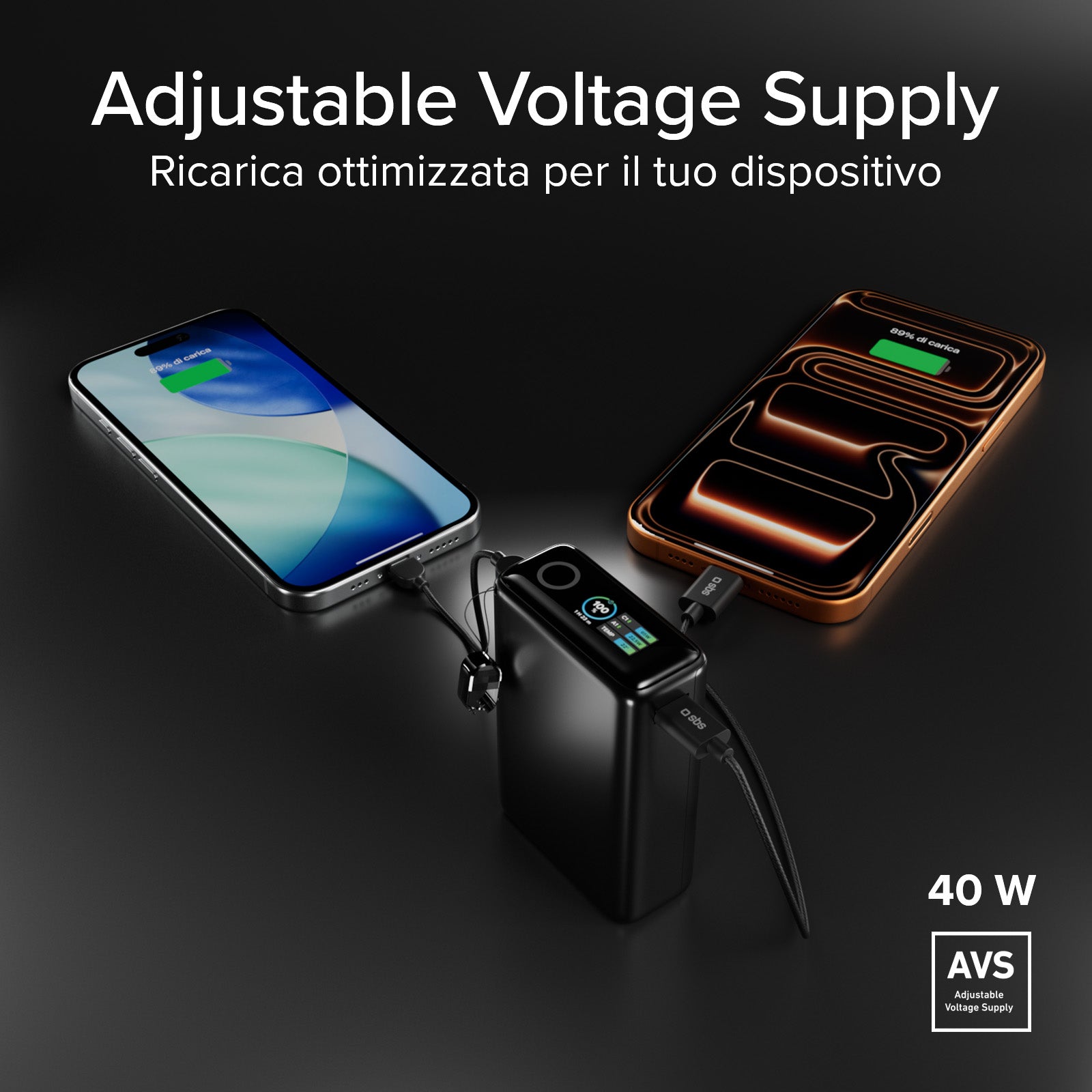 Power Bank 20000mAh con cable incluido y pantalla LCD