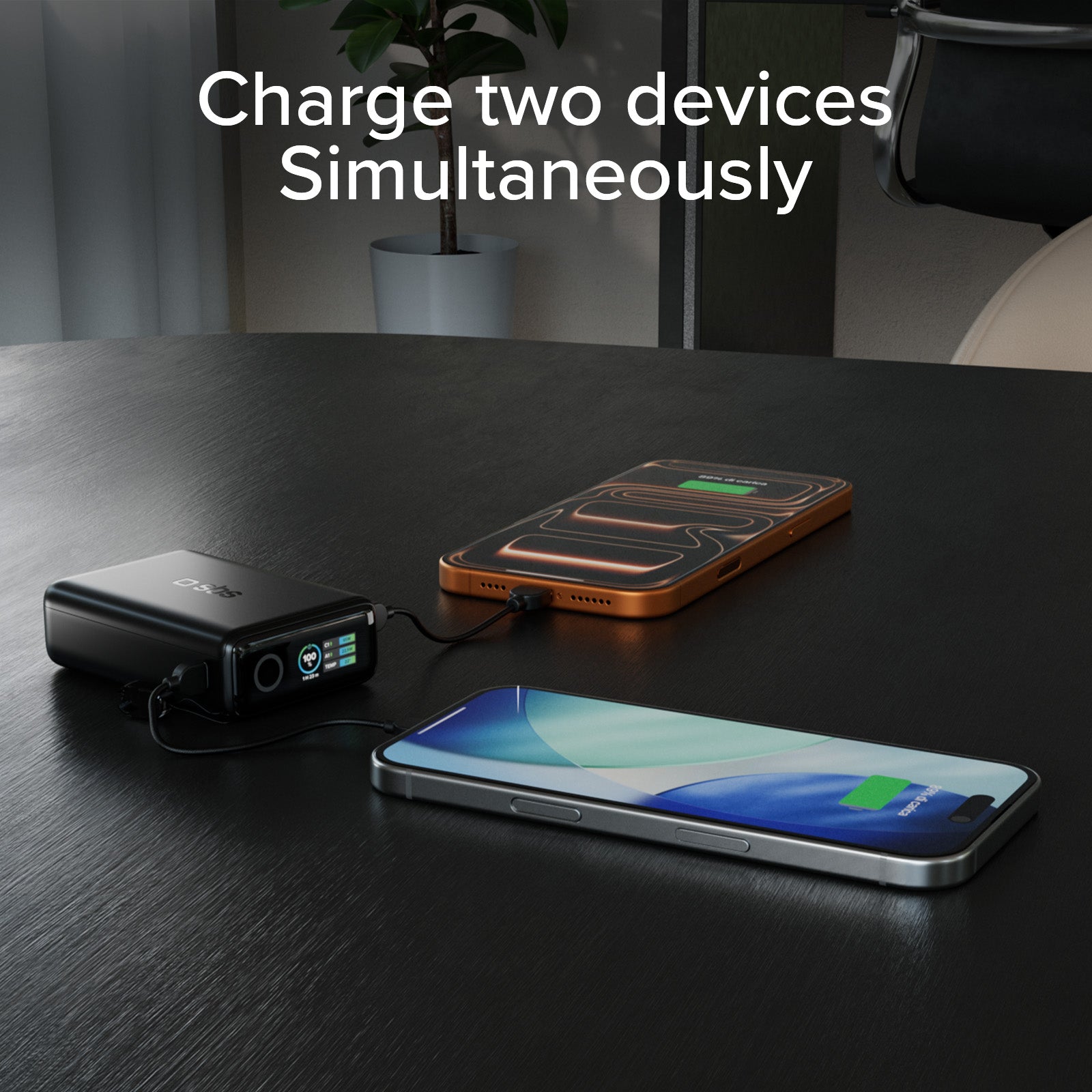 Power Bank 20000mAh con cable incluido y pantalla LCD