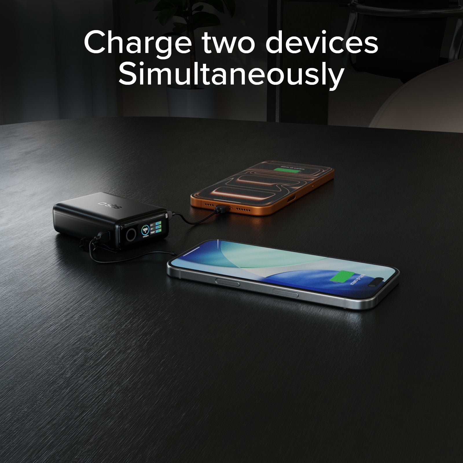 Power Bank 20000mAh con cable incluido y pantalla LCD