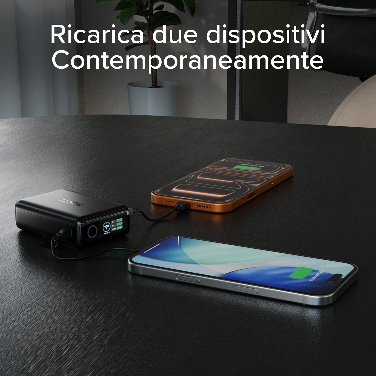 Power Bank 20000mAh con cable incluido y pantalla LCD