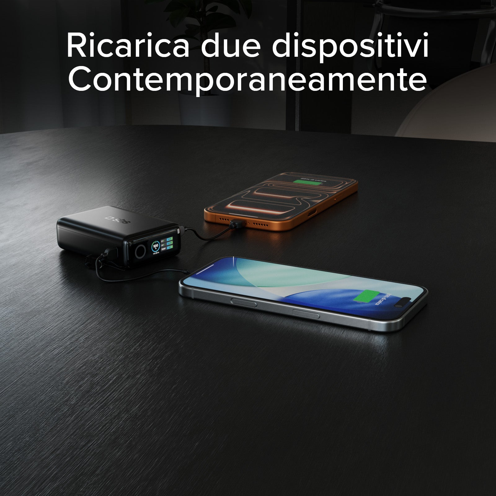 Power Bank 20000mAh con cable incluido y pantalla LCD