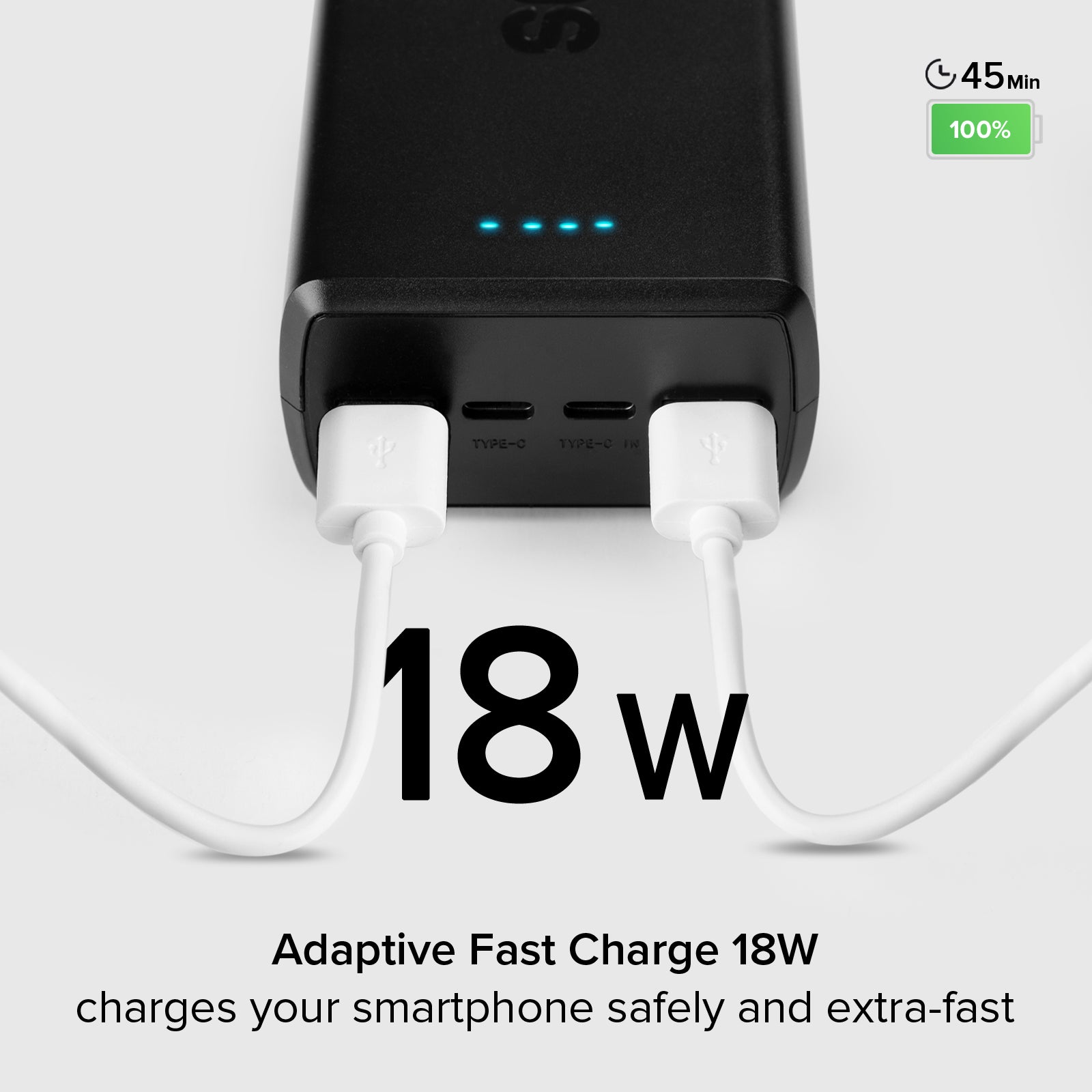 Batterie externe de 30 000 mAh avec 2 ports USB-C et 2 ports USB-A