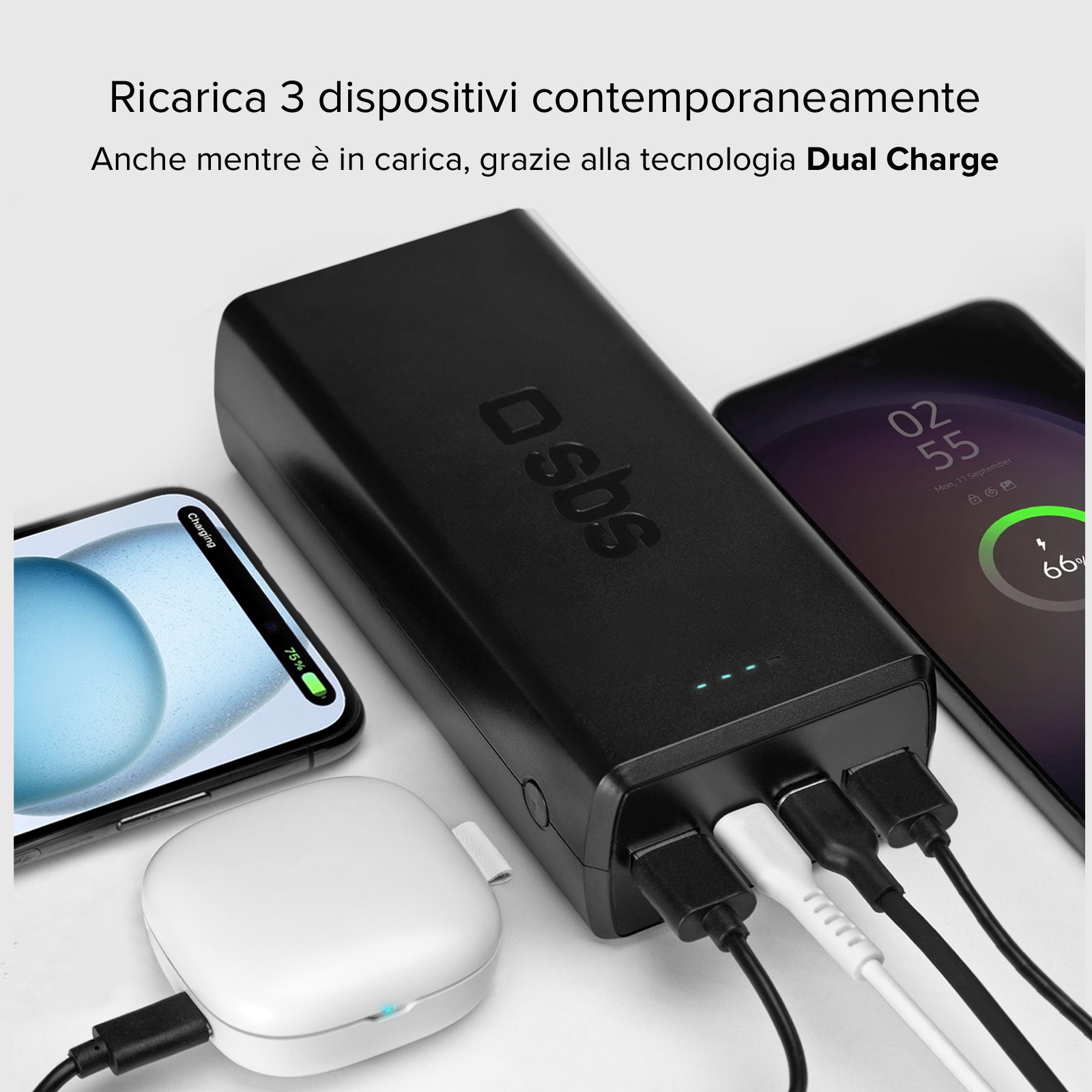 30.000 mAh-Powerbank mit 2 USB-C und 2 USB-A Anschlüssen