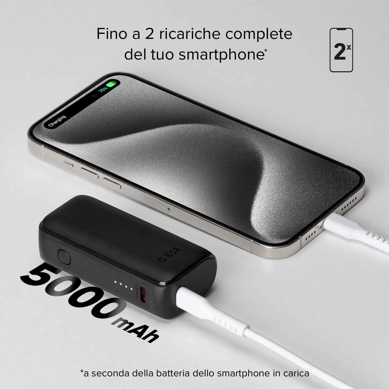 Power bank ultra compatto da 5000 mAh