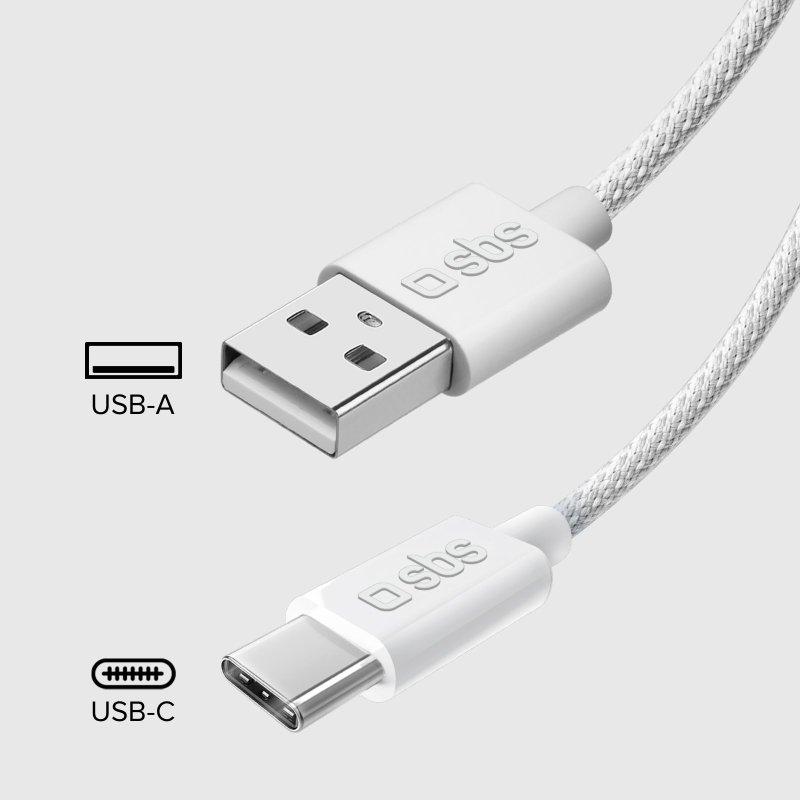 USB-A - USB-C fabric cable with cable clip, 1.5 m