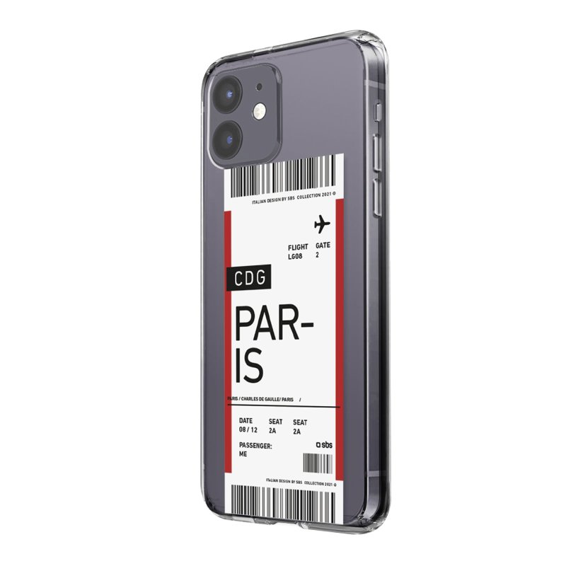 Transparent soft cover with airline ticket texture for iPhone 12/12 Pro