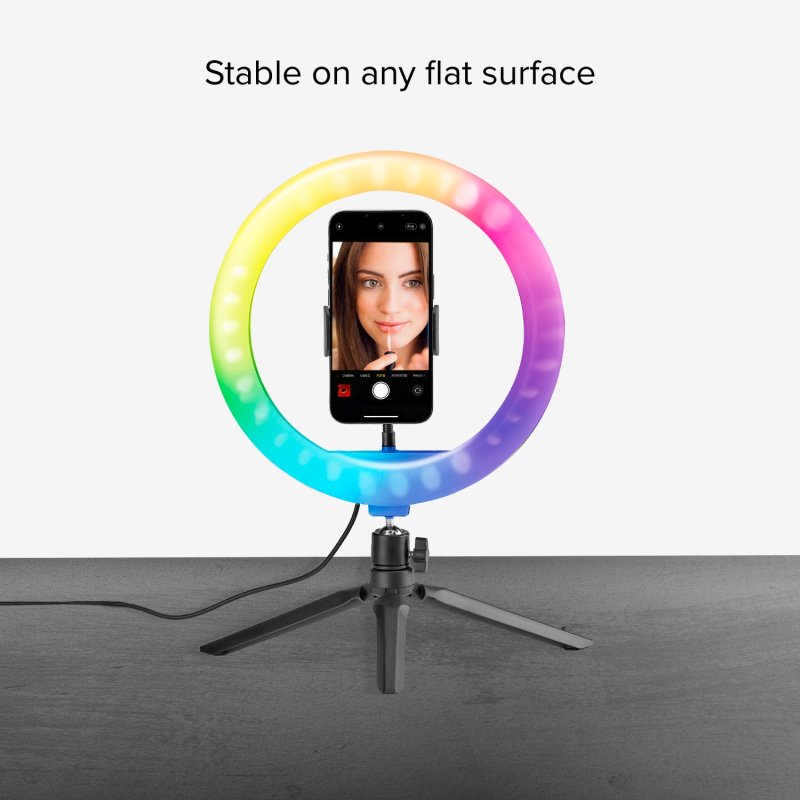 Multicolour LED ring with tripod for photos and videos