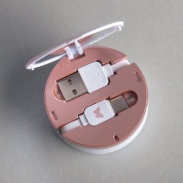 Retractable Type-C data cable and charging cable with mirror