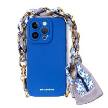 Coque pour iPhone 14 Pro avec chaîne de poignet et foulard