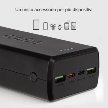 30,000 mAh power bank with 2 USB-C ports and 2 USB-A ports