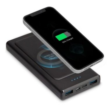 Power bank 10.000 mAh extra slim Qi Wireless con due uscite USB 2.1A Intelligent Charge (IC)