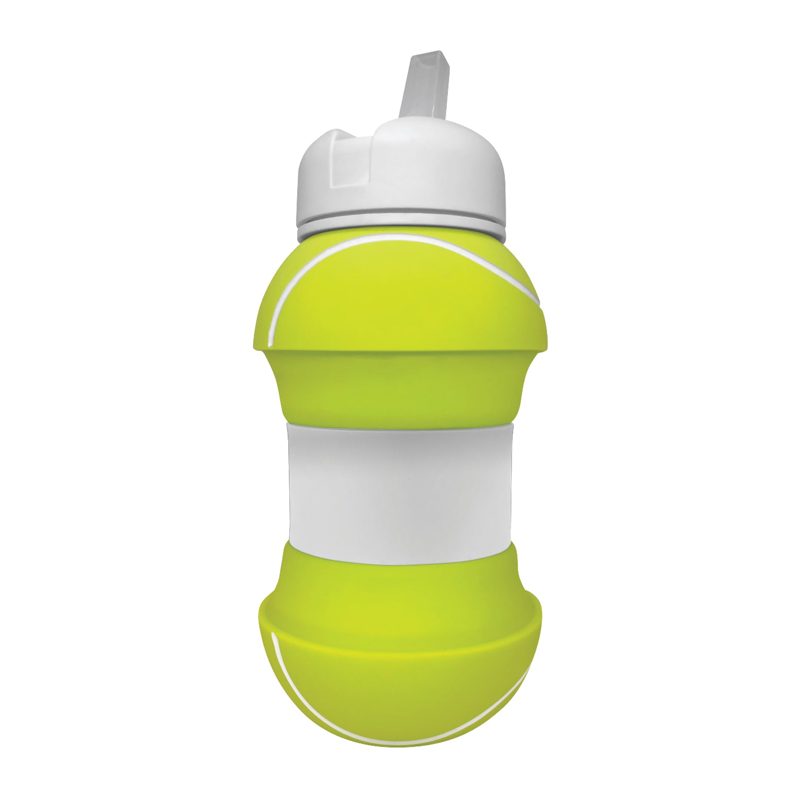 Botella deportiva plegable de silicona 550 ml Funny Bottle diseño pelota de tenis con mosquetón