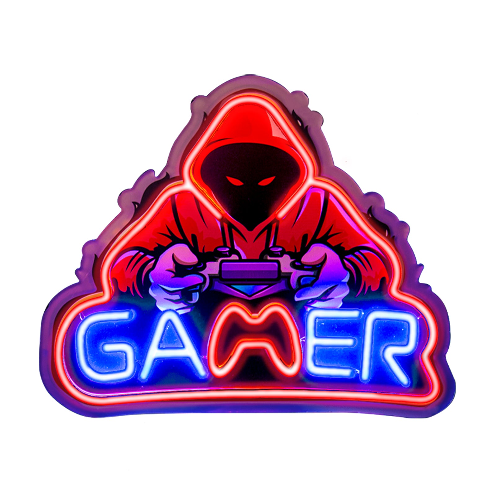 Letrero luminoso LED "Gamer Mode On" con efecto neón para interiores