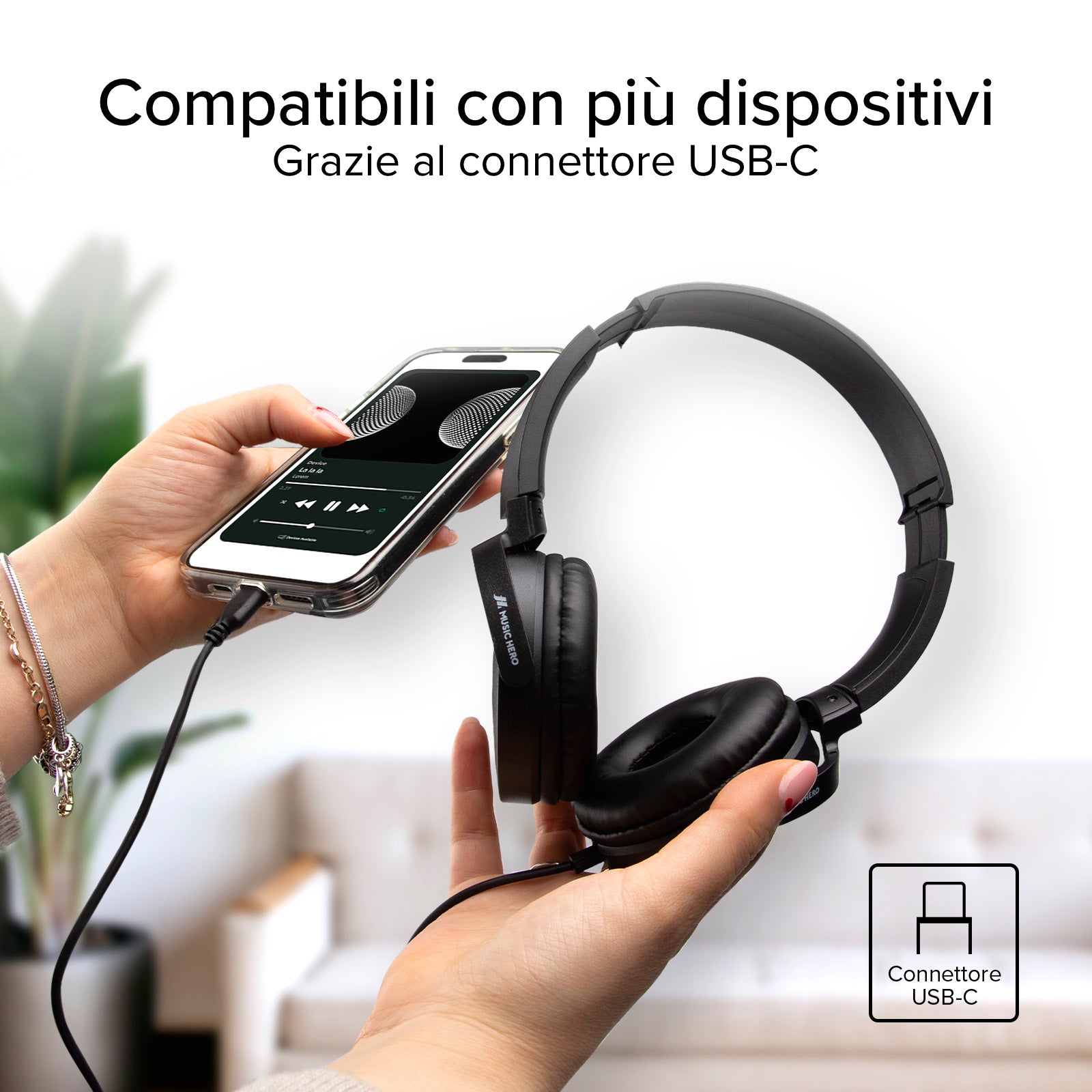 Cuffie a filo con USB-C e padiglioni morbidi rotanti