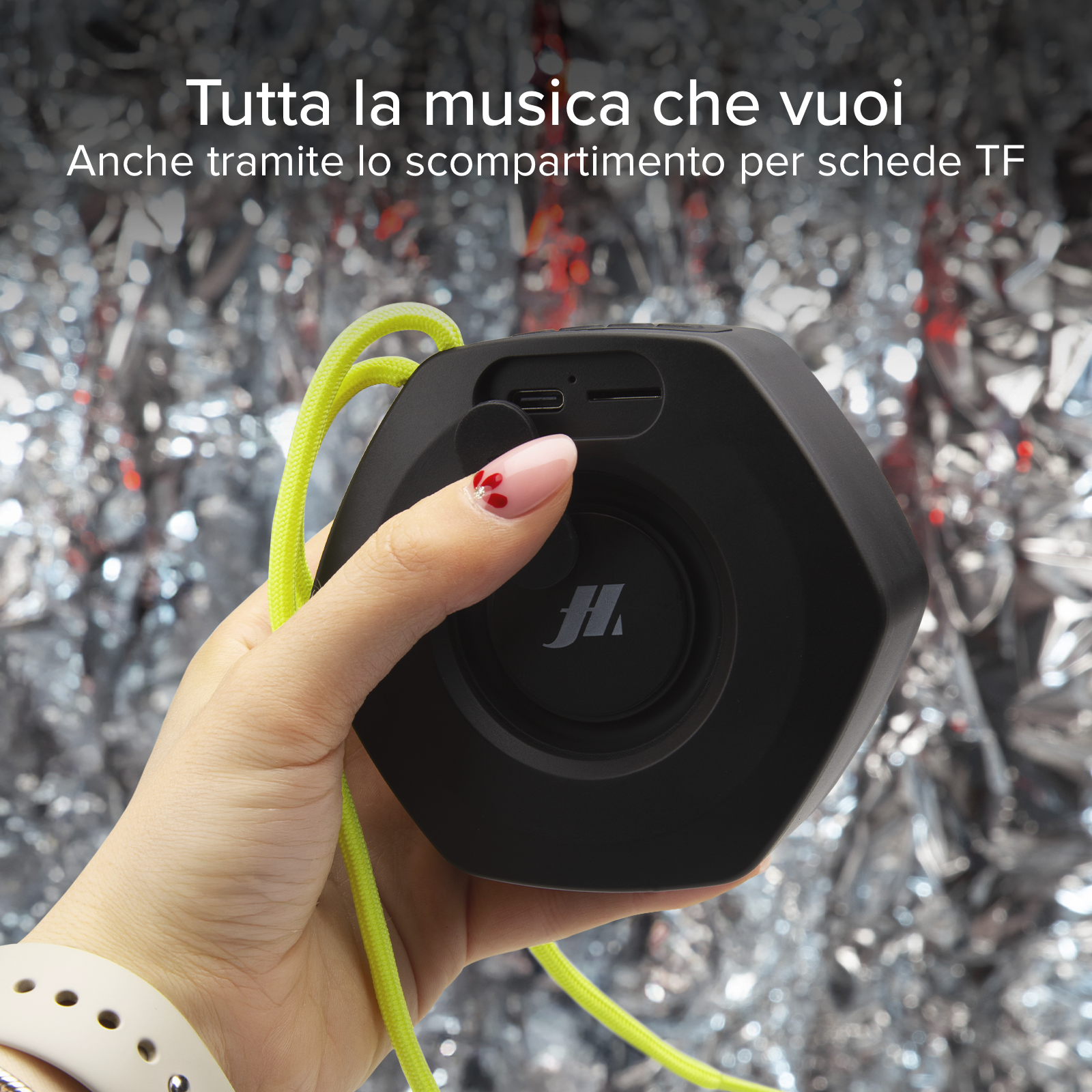 IBIZA 5W wireless speaker with multi-coloured LEDs