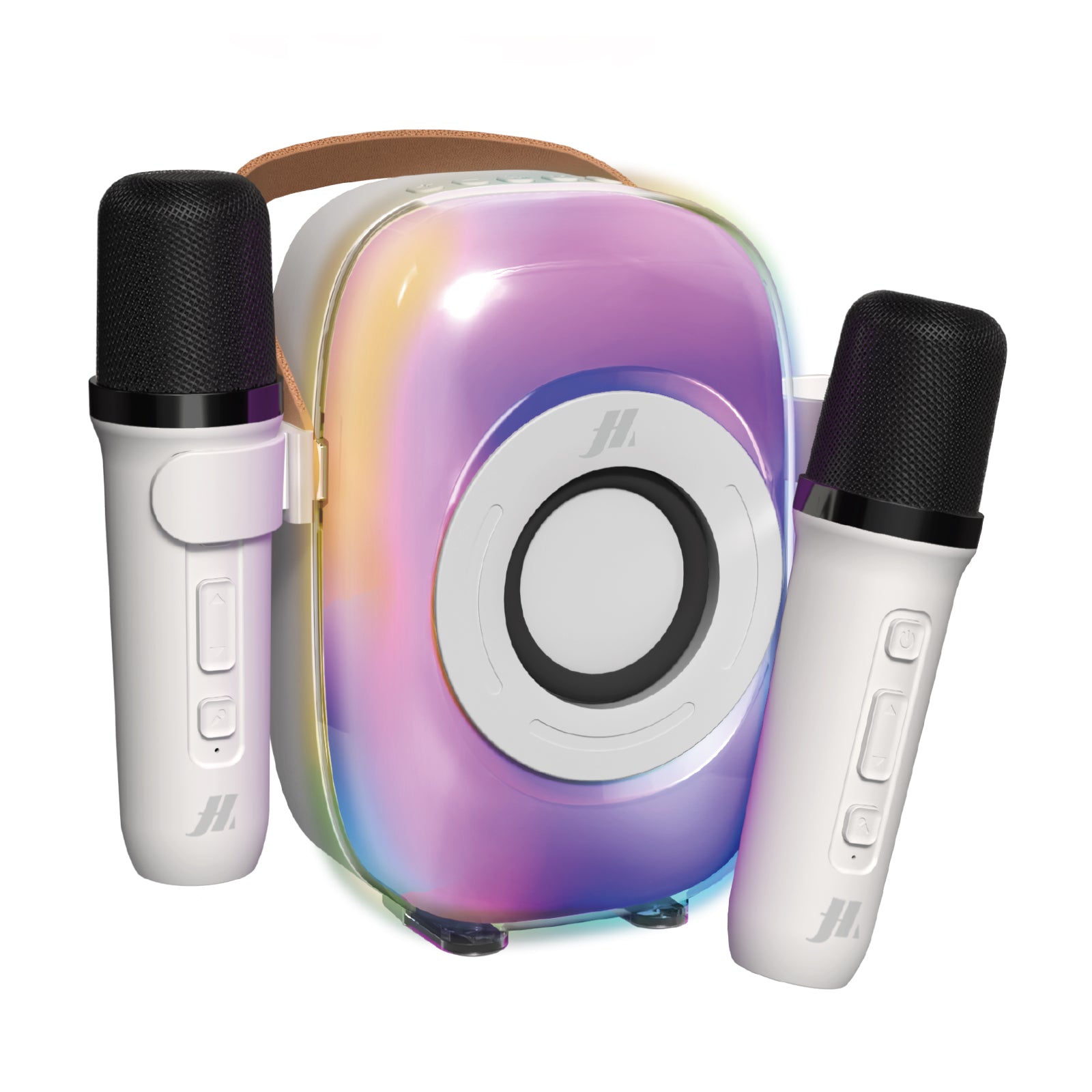 Portable wireless karaoke speaker with 2 microphones