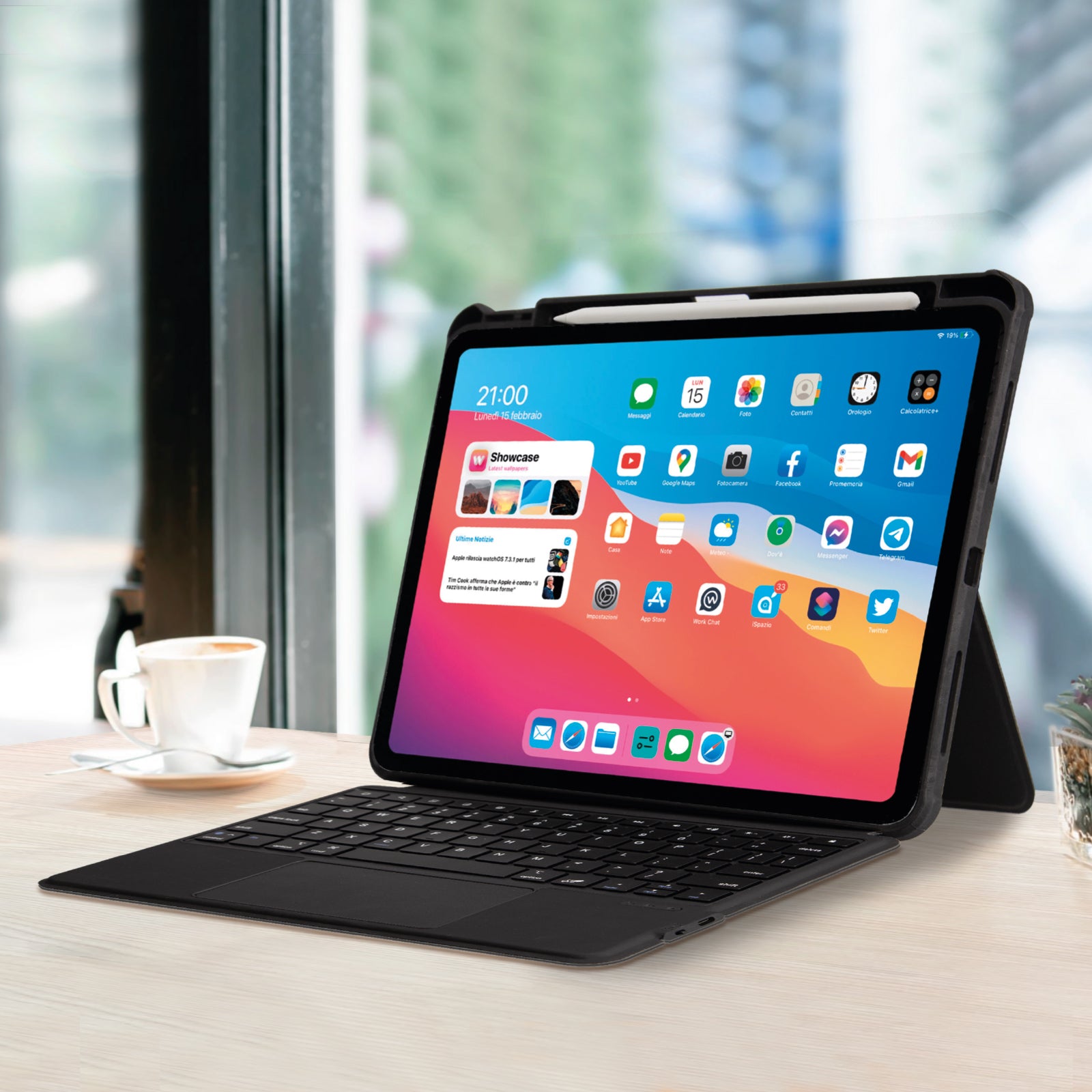 Tastiera wireless con cover iPad Air 10.9"-11" 2020-2022-2024/Pro 11" 2018-2022