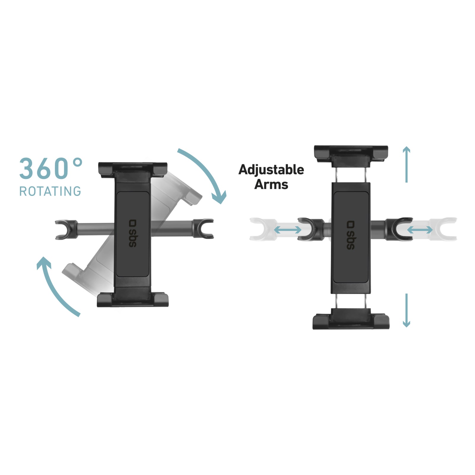 Supporto da poggiatesta per smartphone e tablet fino a 12.9”