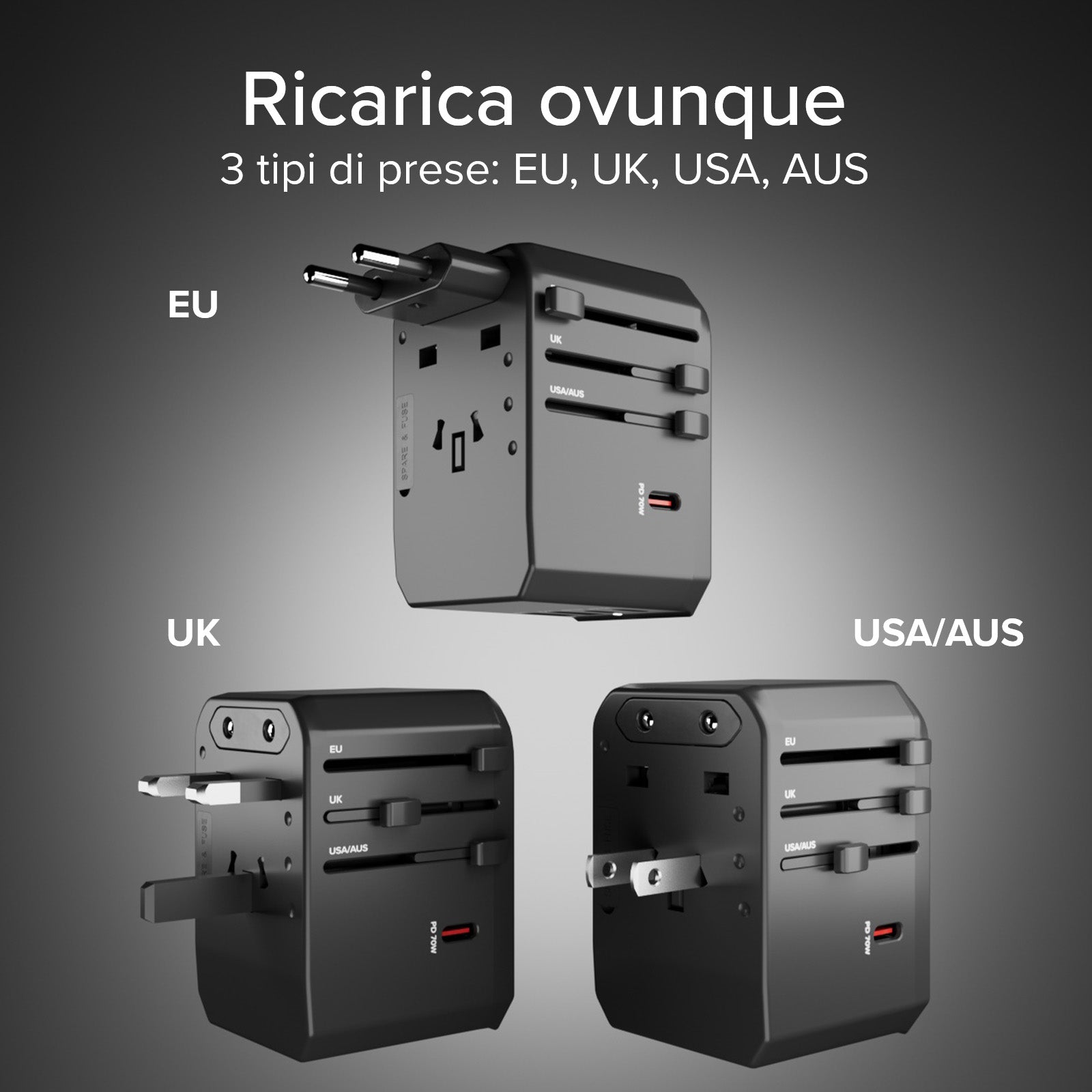 Adaptateur chargeur de voyage universel GaN