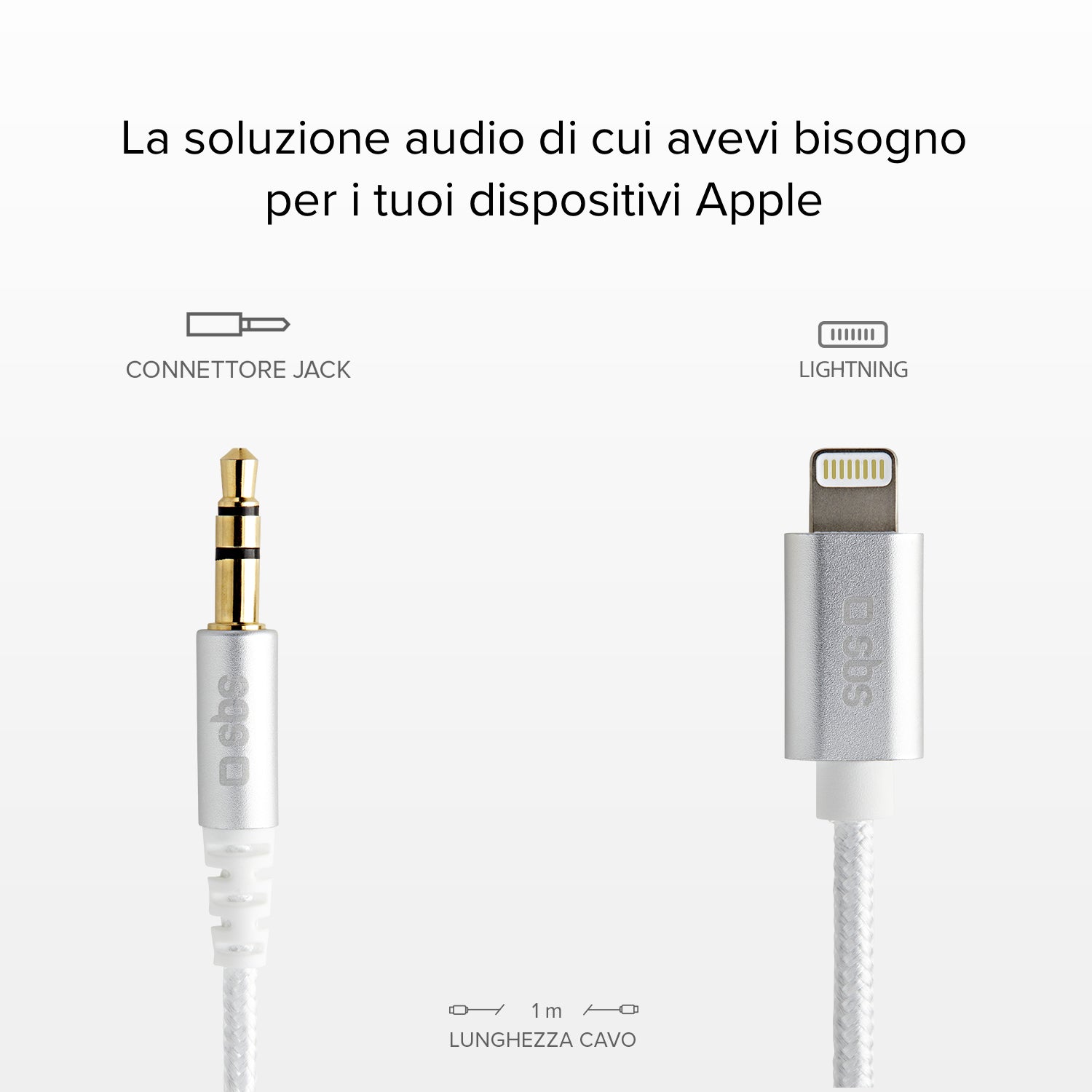 Teufel Adattatore Da Lightning A Jack 3,5 Mm - Certificato MFI - Cavo In Nylon Da 10,5 Cm - Nero