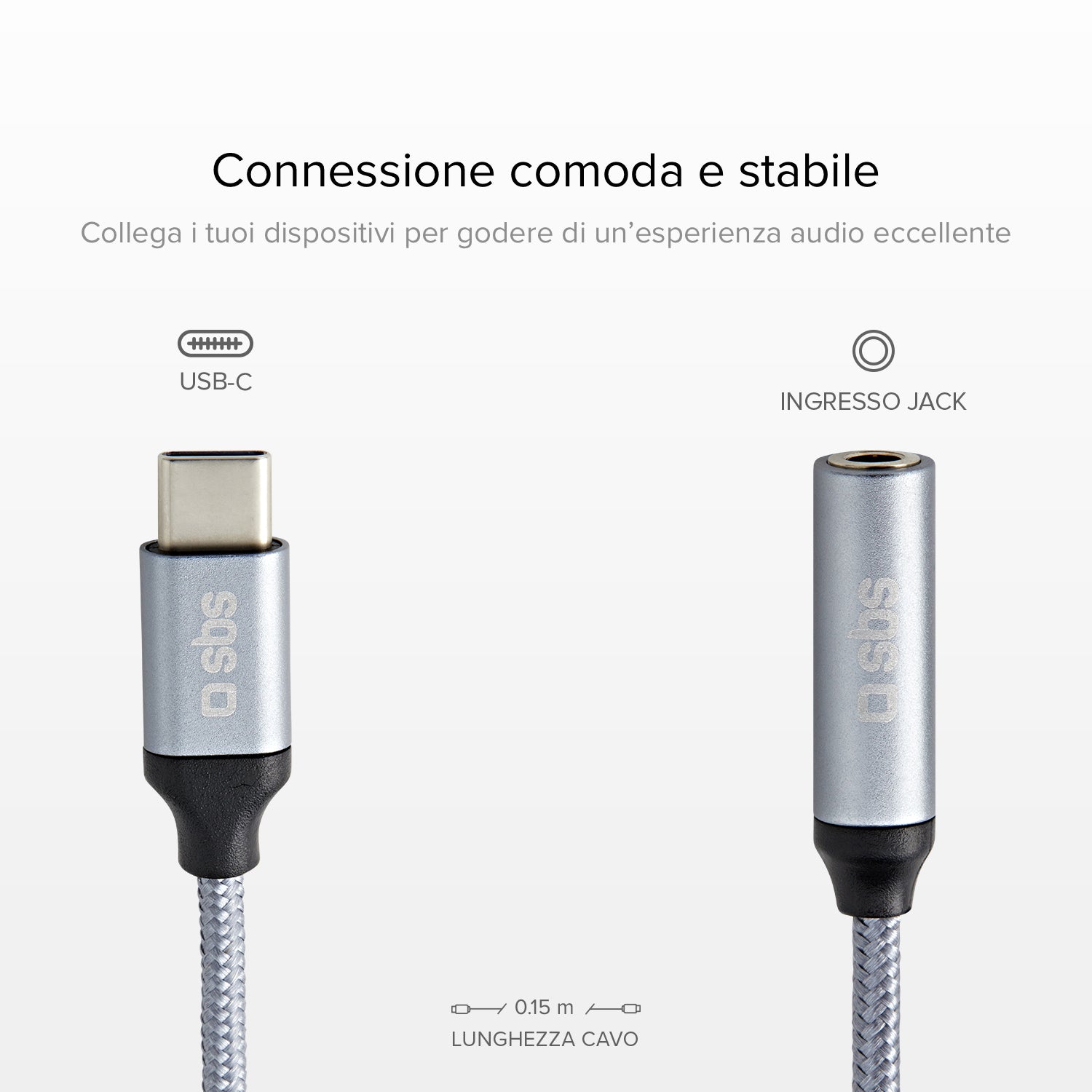 Adattatore per smartphone Type-C maschio – jack femmina