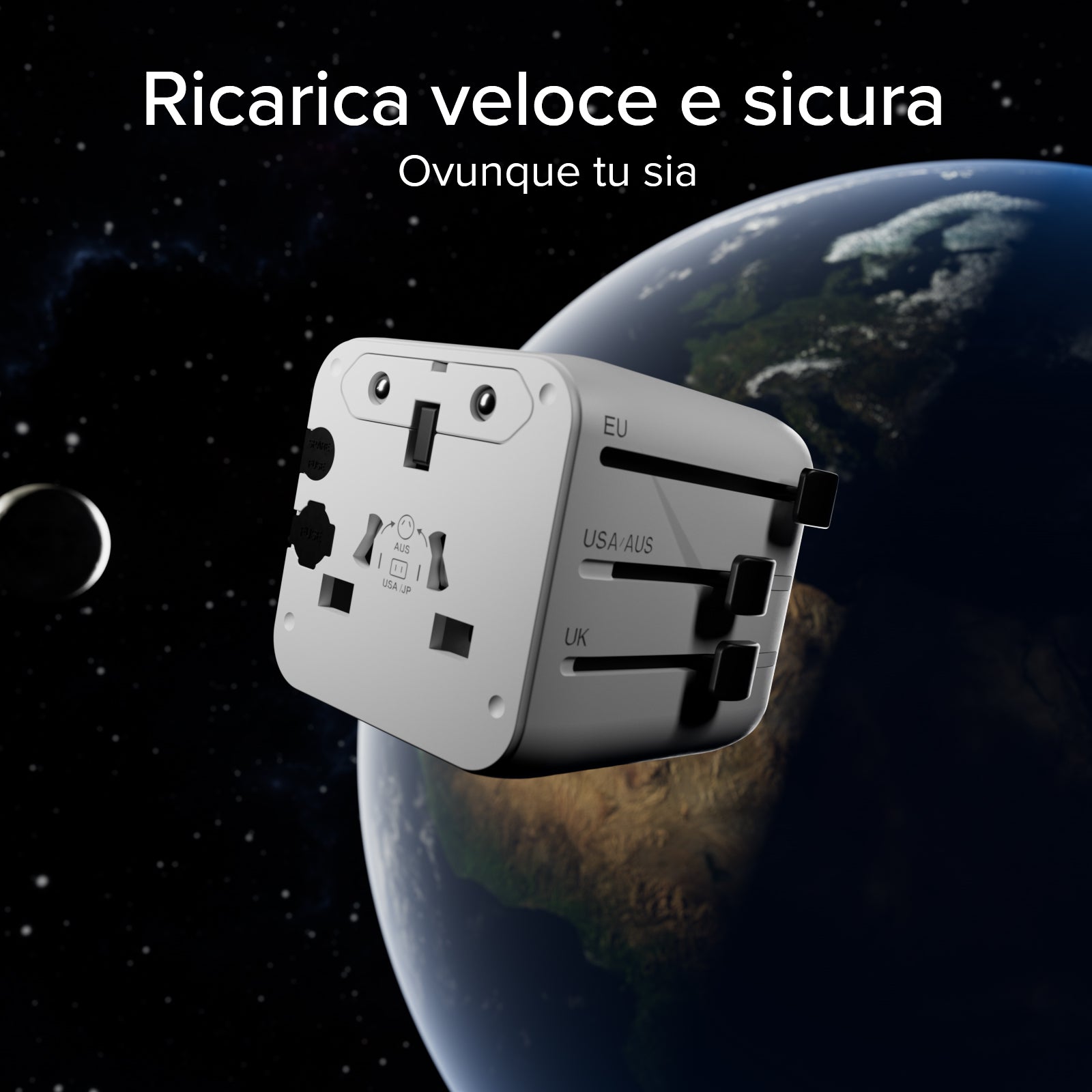 Adaptateur universel avec fiches internationales 2500 W