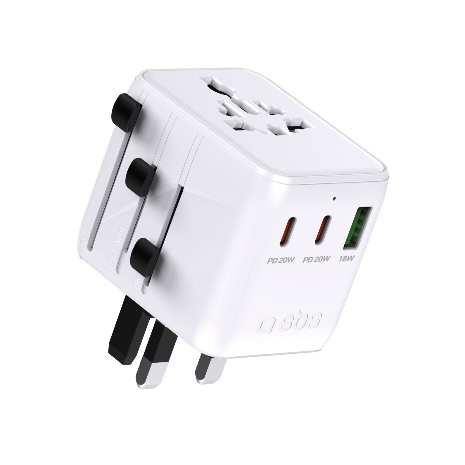 Universal travel adapter for Europe, the Americas, Asia, Africa