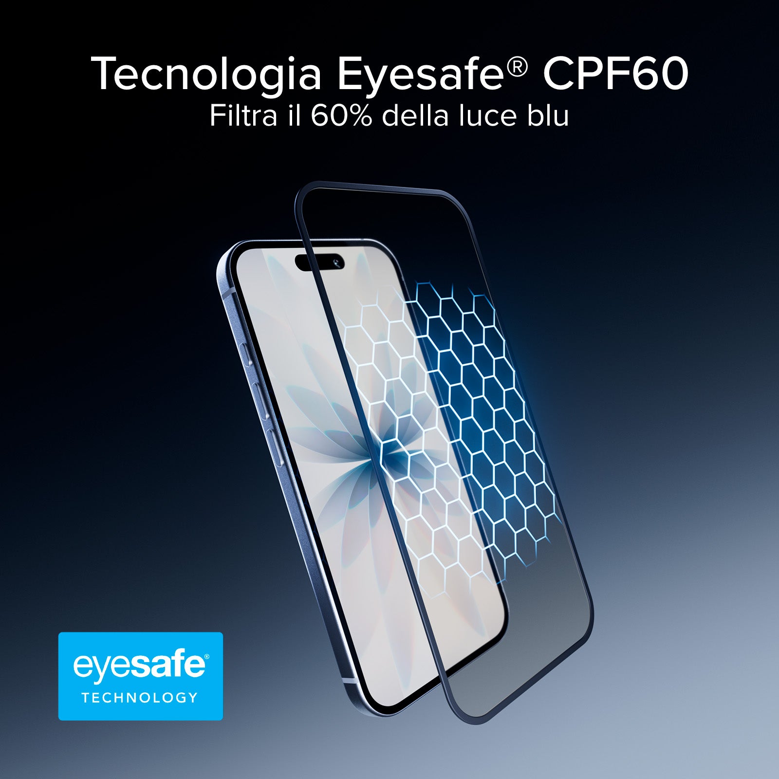 Vetro Protettivo Anti-Luce Blu Full Cover con tecnologia Eyesafe® CPF60 per iPhone 17 Pro