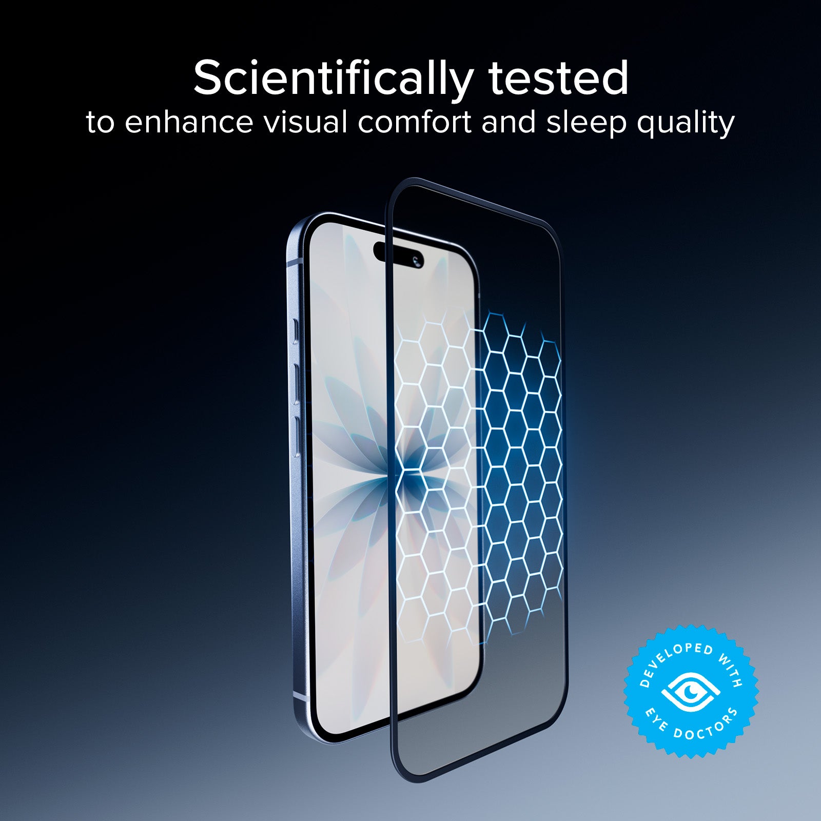 Vidrio protector de pantalla Full Cover anti-luz azul con tecnología Eyesafe® CPF60 para iPhone 17 Pro