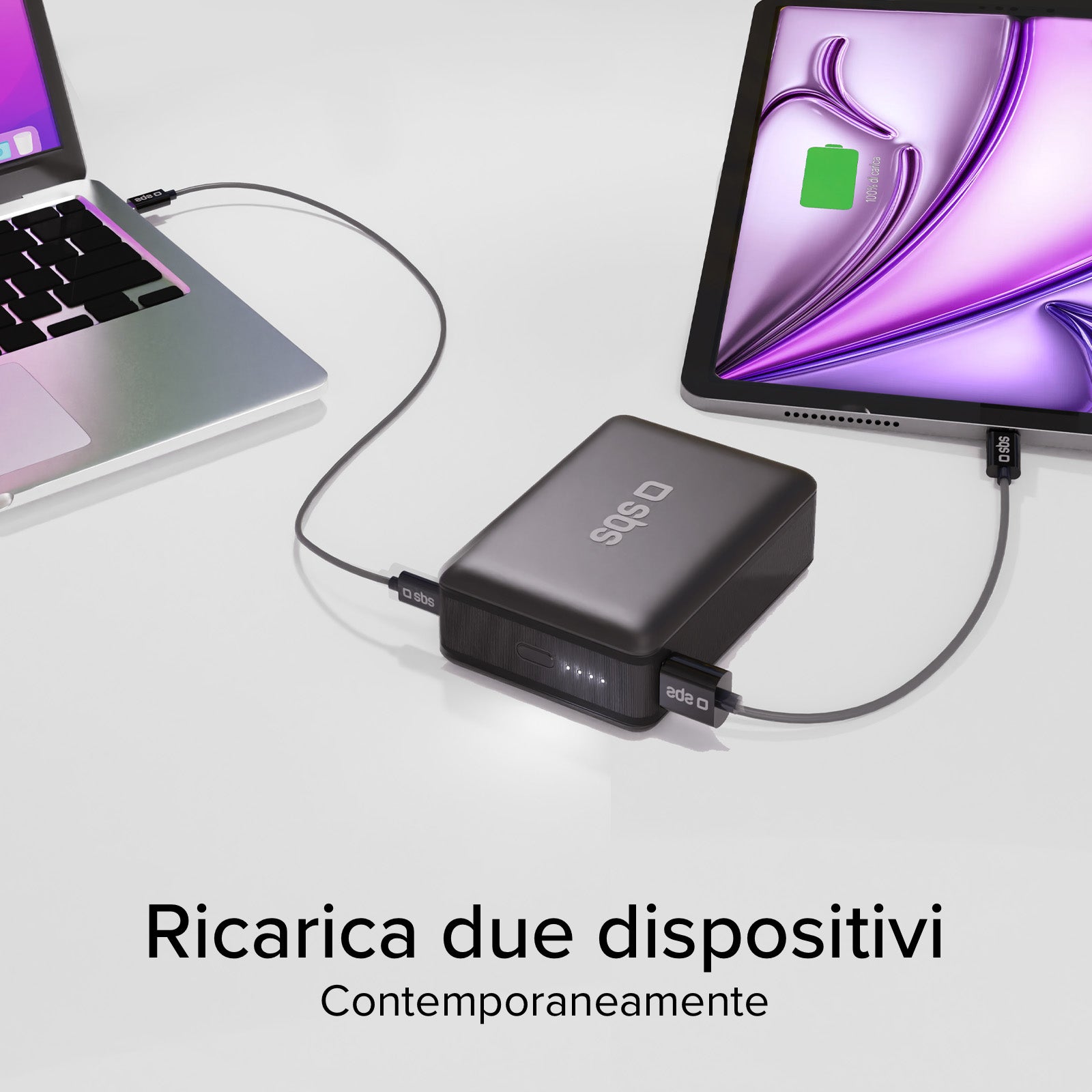 Power bank 20.000mAh per computer, smartphone, tablet con USB-C e USB-A