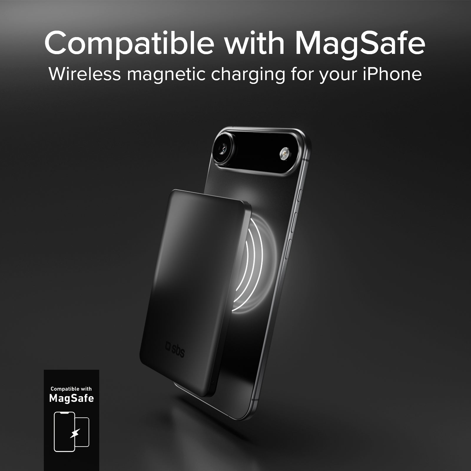 Power bank magnético slim de 3000 mAh con carga inalámbrica de 5W compatible con MagSafe