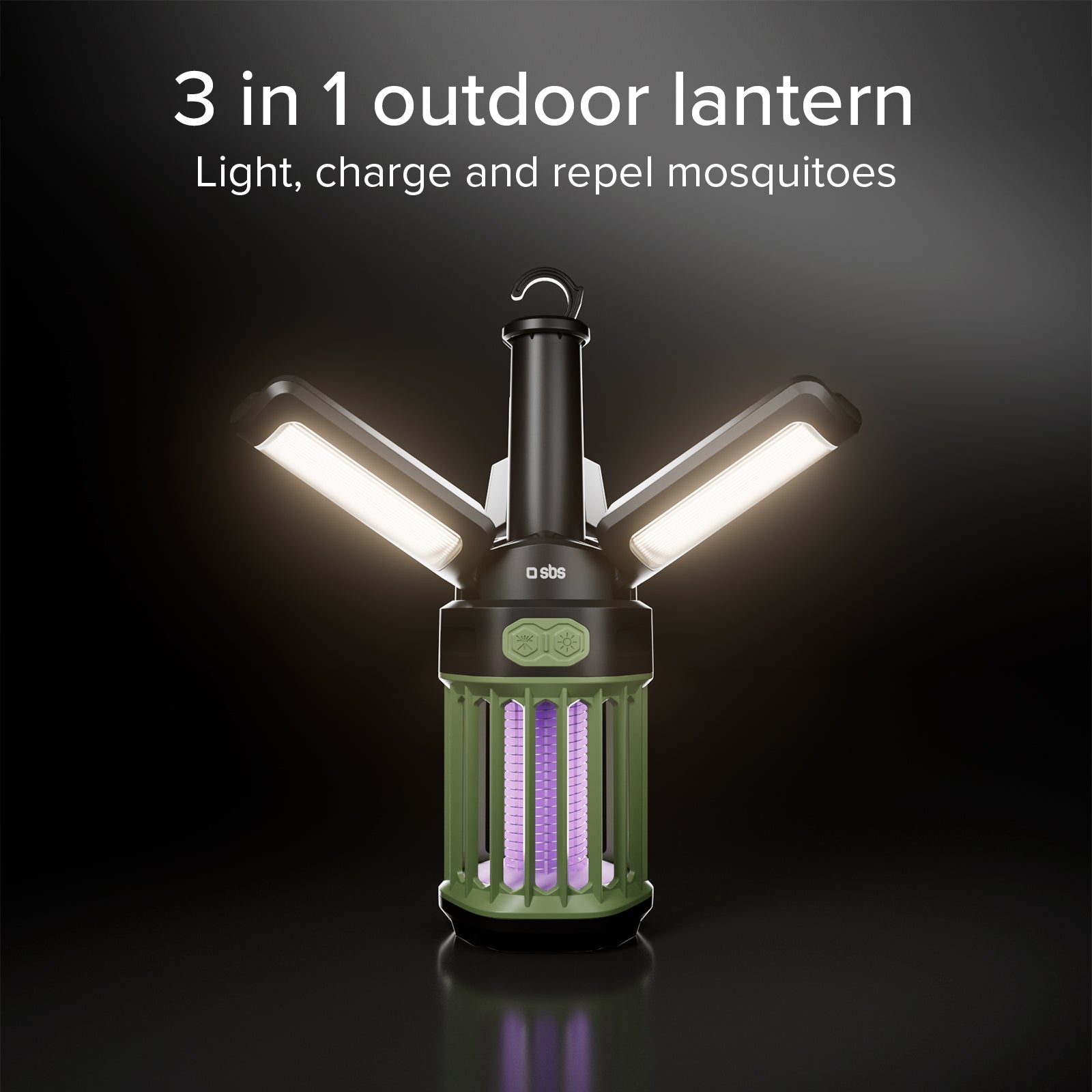 Linterna de exterior con batería externa de 3000 mAh y luz antimosquitos