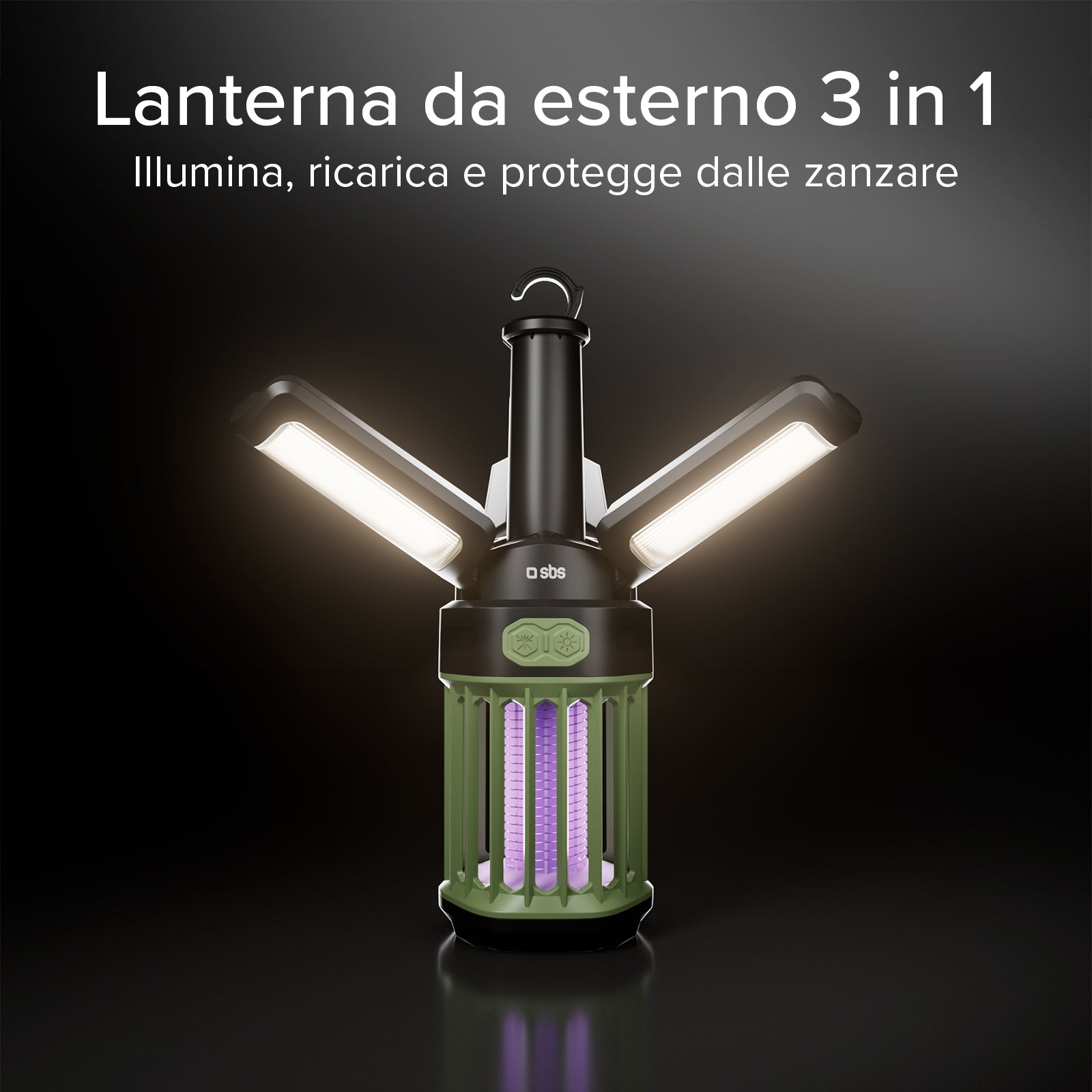 Linterna de exterior con batería externa de 3000 mAh y luz antimosquitos