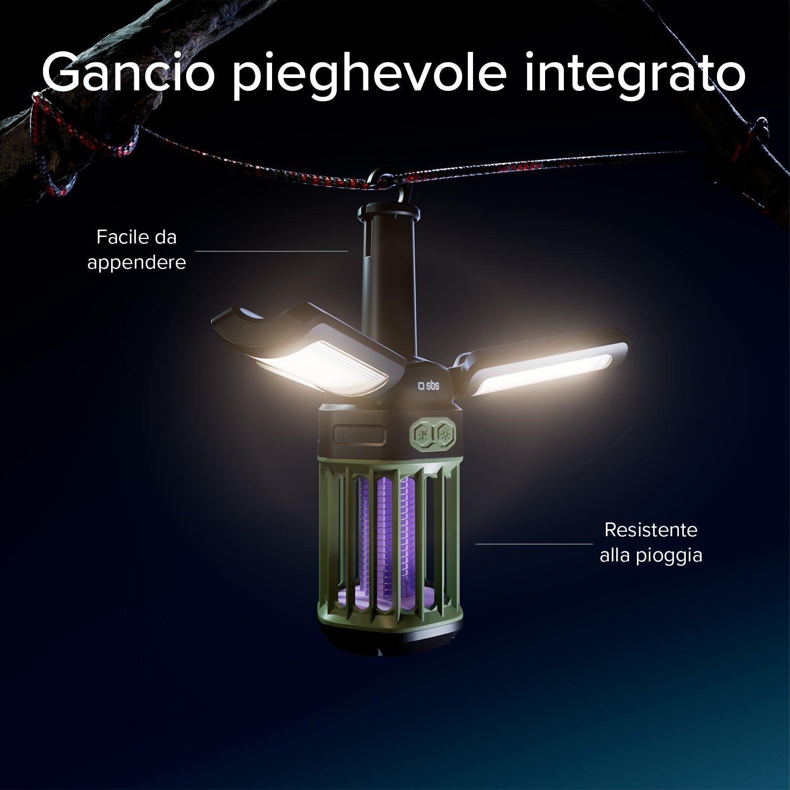 Linterna de exterior con batería externa de 3000 mAh y luz antimosquitos
