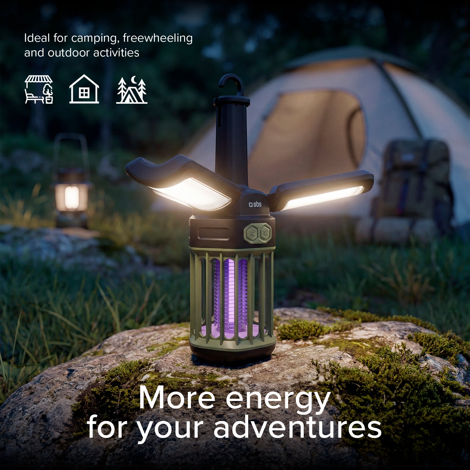 Linterna de exterior con batería externa de 3000 mAh y luz antimosquitos