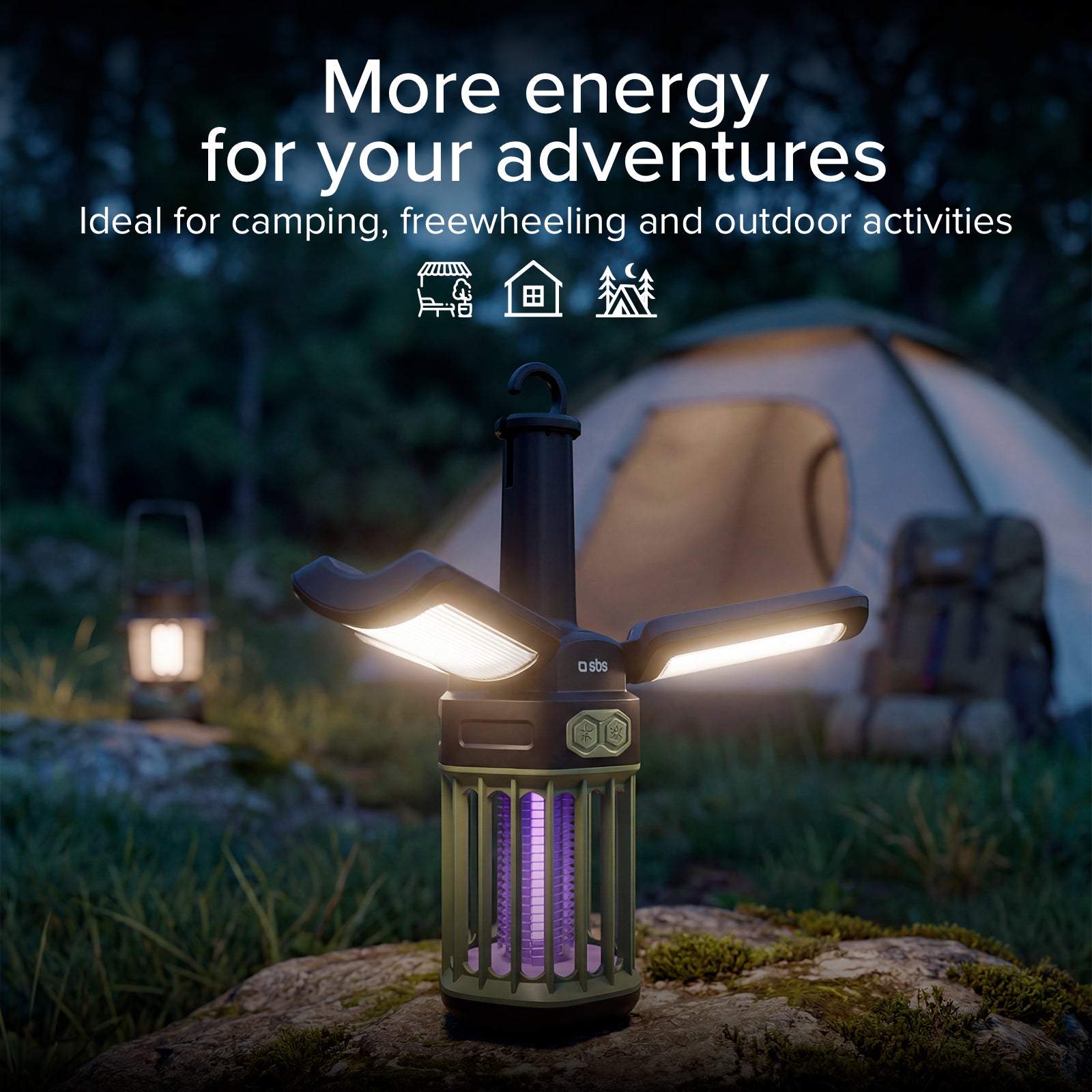 Outdoor lantern with 3000 mAh Power Bank and mosquito-repellent light