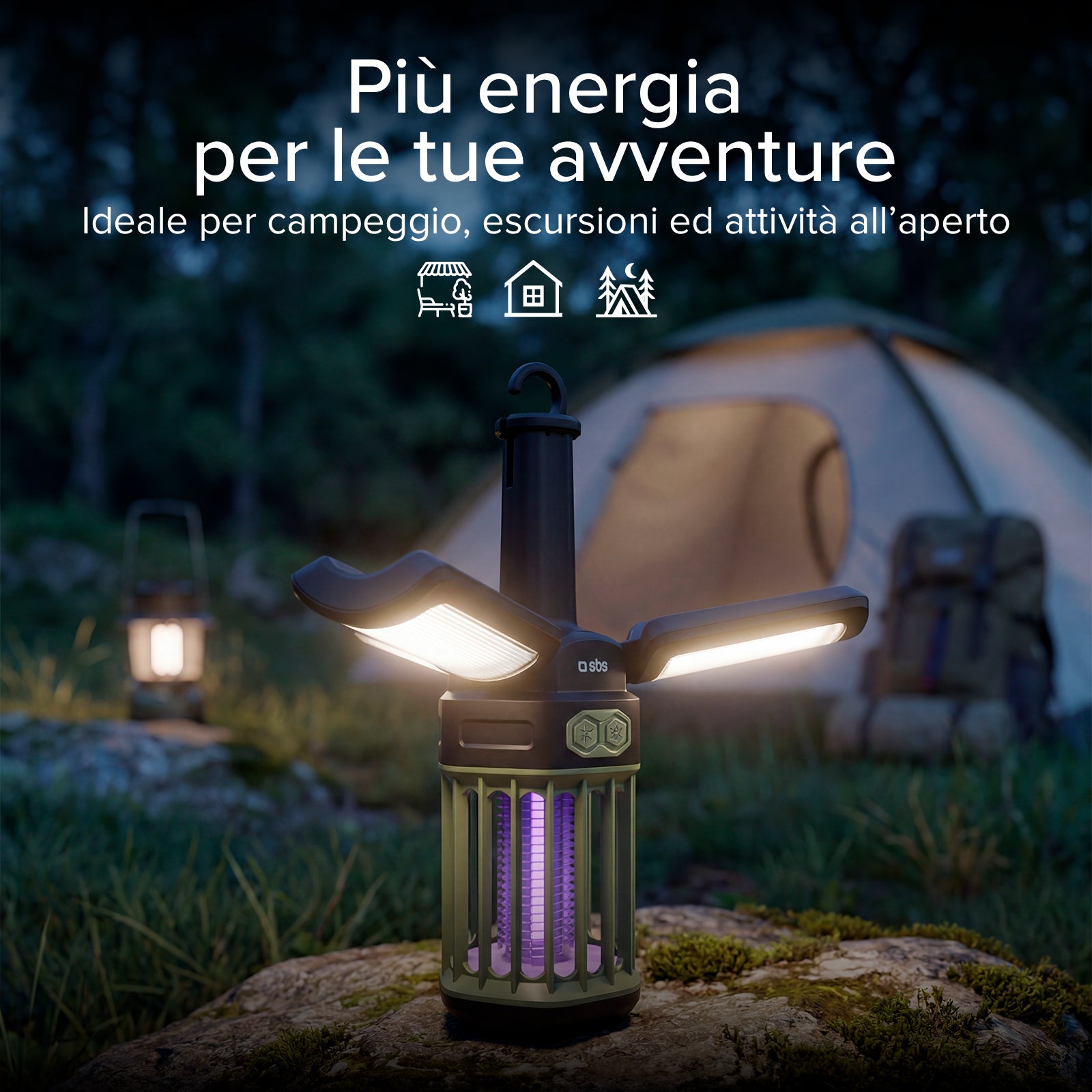 Outdoor lantern with 3000 mAh Power Bank and mosquito-repellent light
