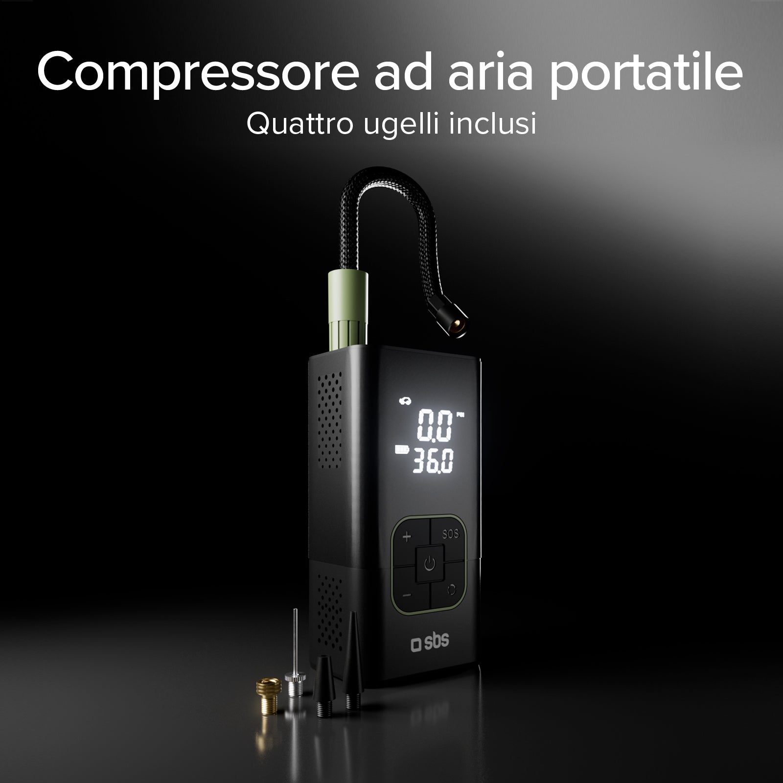 Compresor portátil con función batería externa 3600 mAh 5 W y linterna LED para emergencias en exteriores