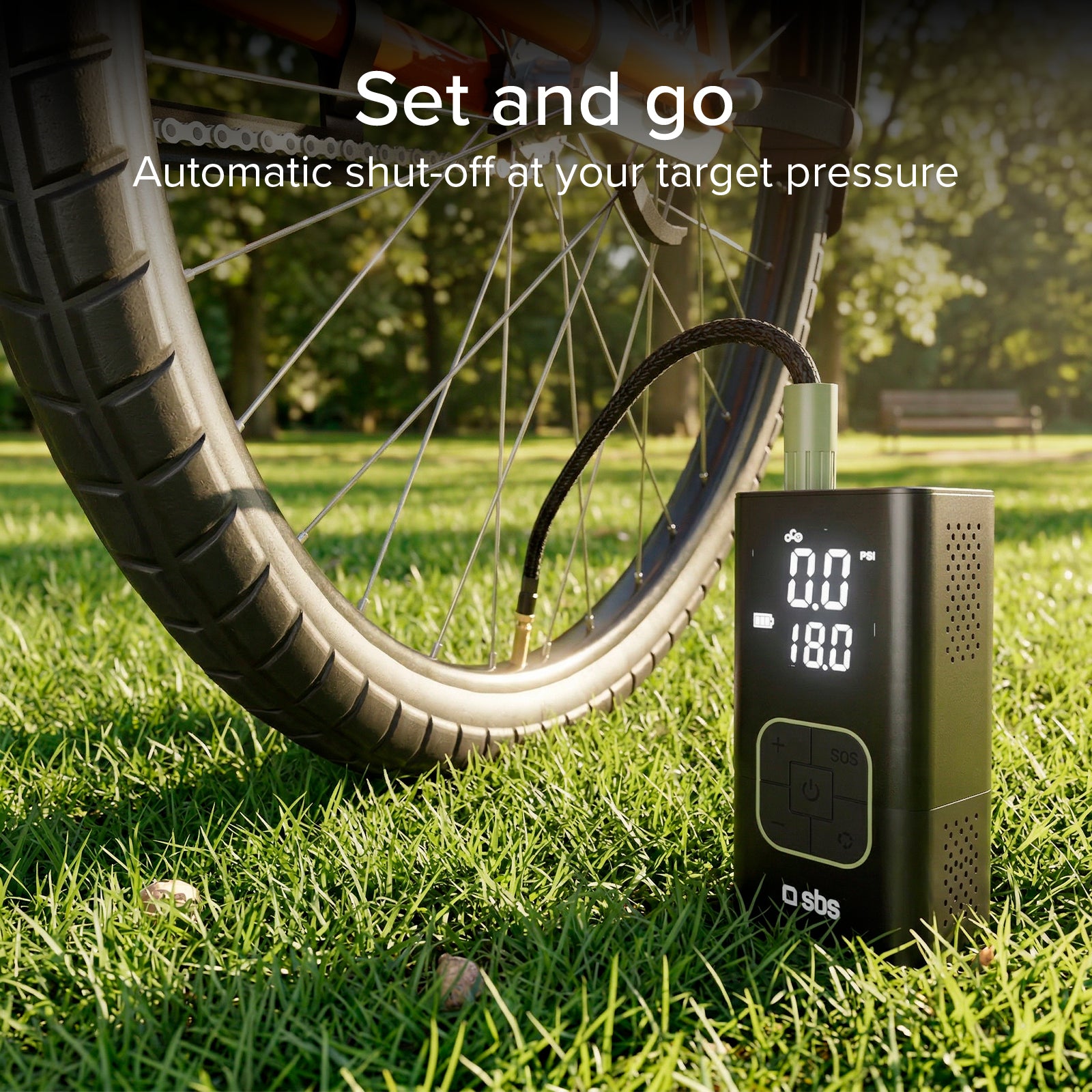 Compresor portátil con función batería externa 3600 mAh 5 W y linterna LED para emergencias en exteriores
