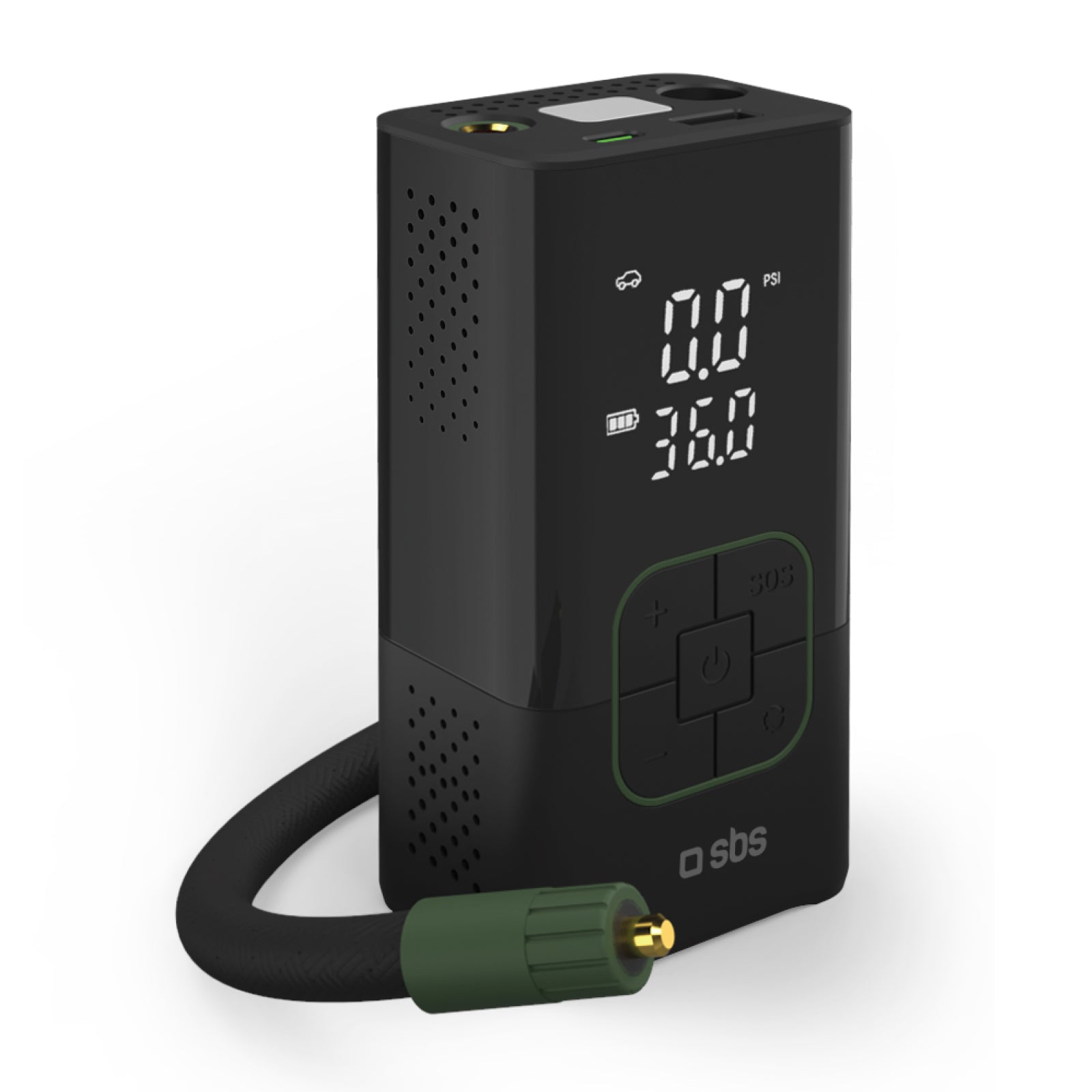 Compressore portatile con funzione powerbank 3600 mAh 5W e torcia LED per emergenze-outdoor