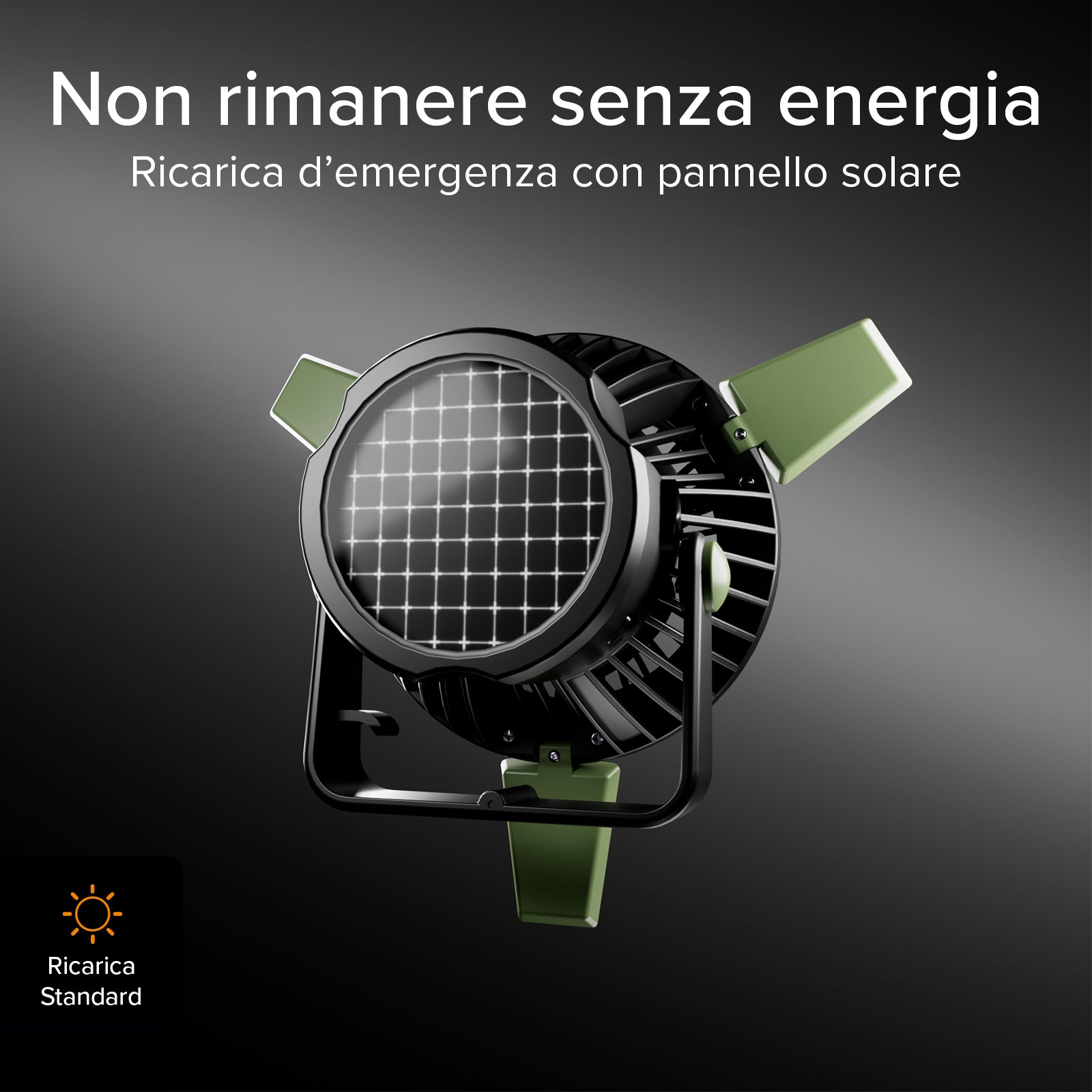 Ventilador con batería externa 4000 mAh, luz regulable y carga solar