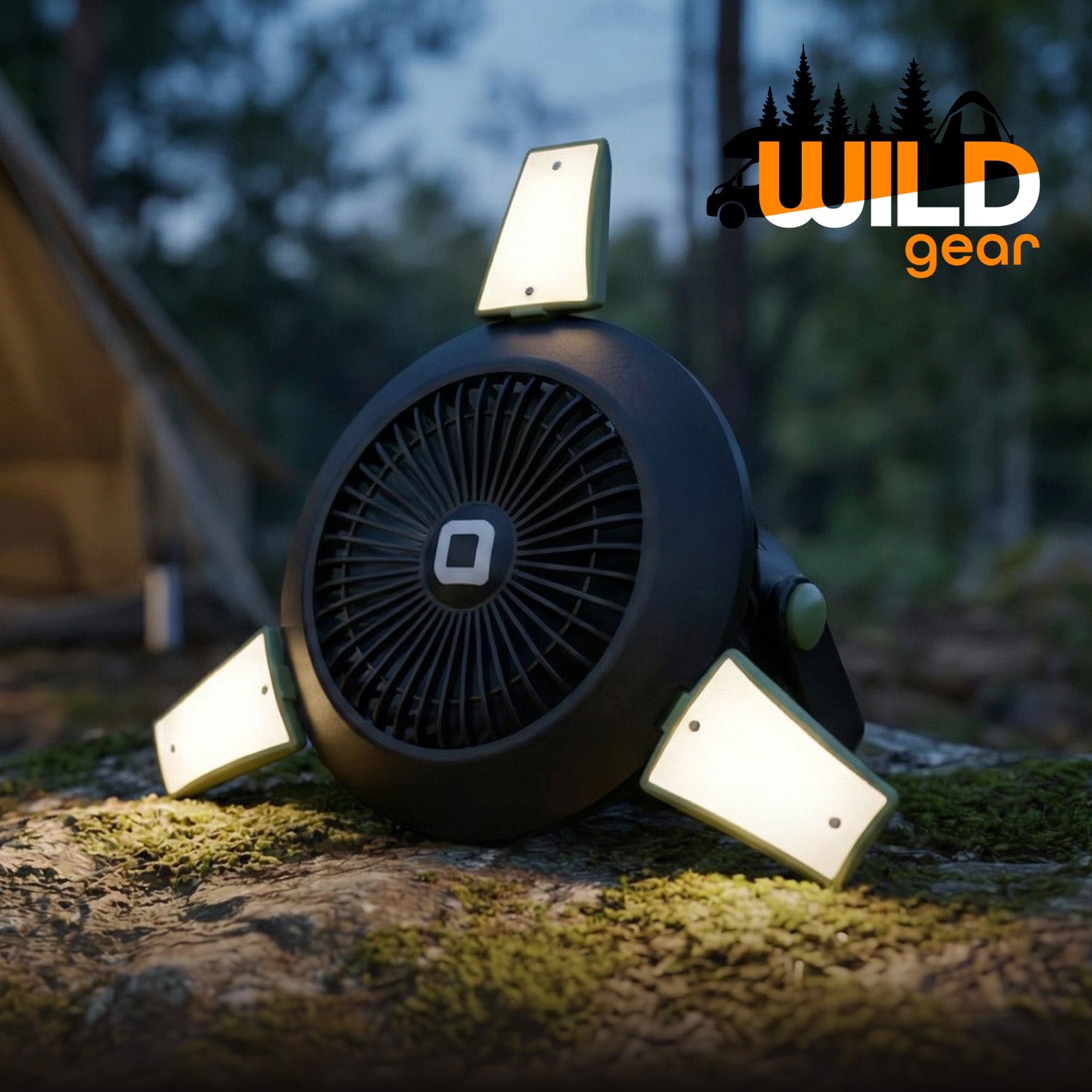 Fan with 4000 mAh Power Bank, adjustable light and solar charging